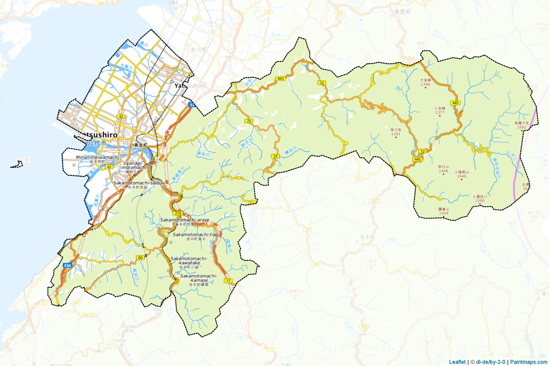 Yatsushiro (Kumamoto Prefecture) Map Cropping Samples-1