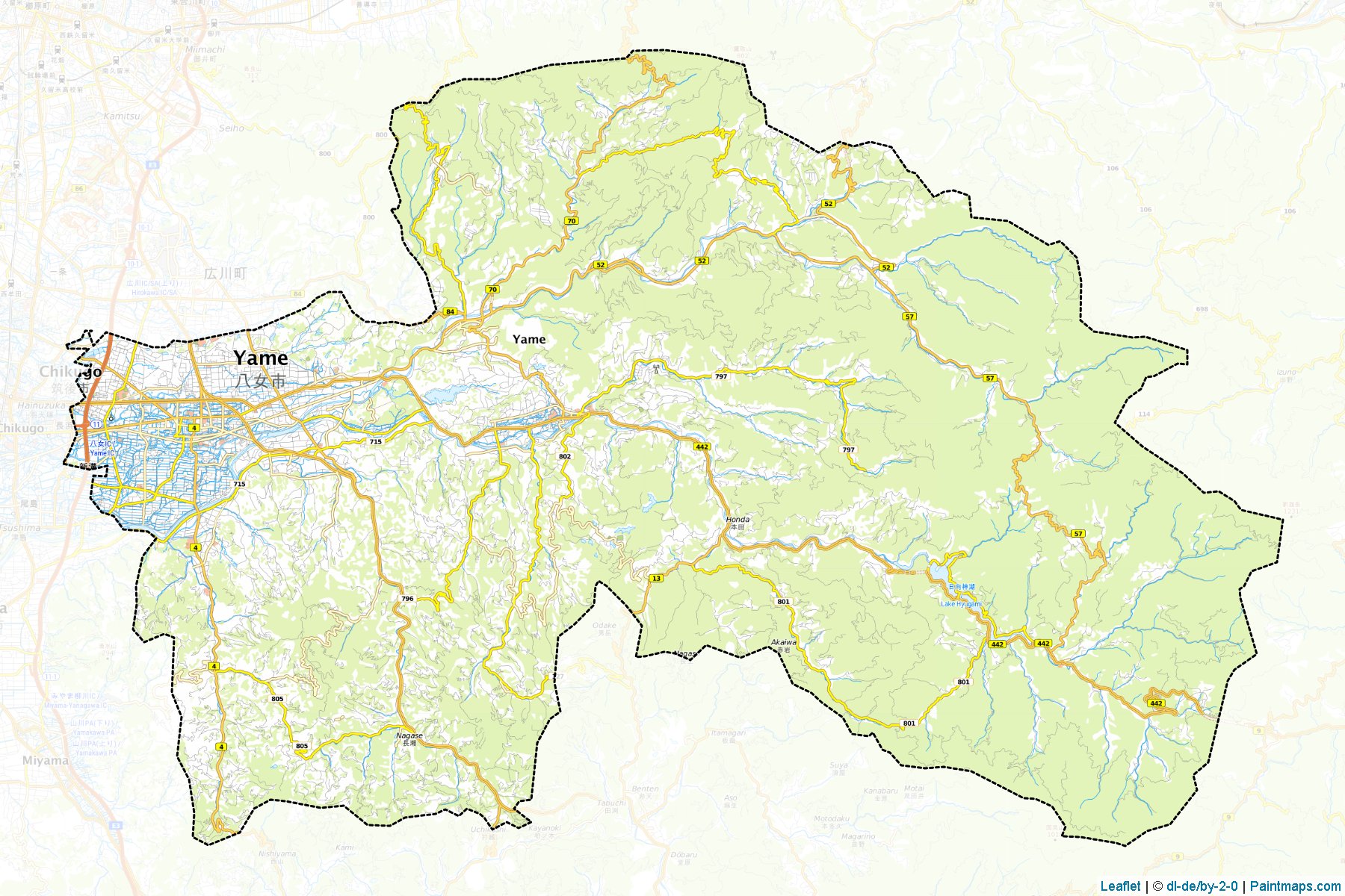 Yame (Fukuoka Prefecture) Map Cropping Samples-1