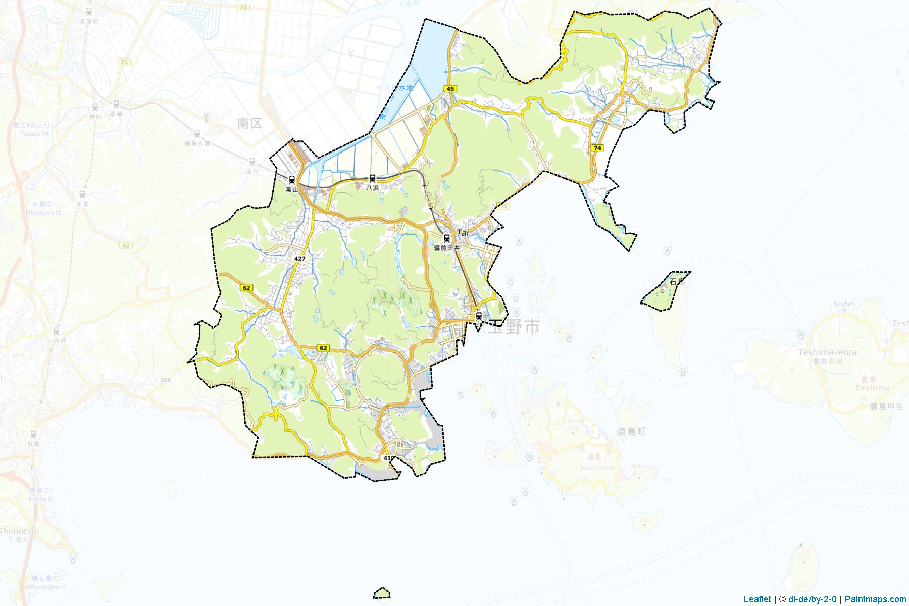 Muestras de recorte de mapas Tamano (Okayama)-1