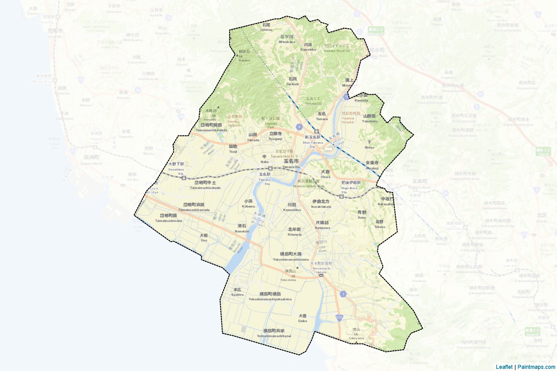 Tamana (Kumamoto Prefecture) Map Cropping Samples-2