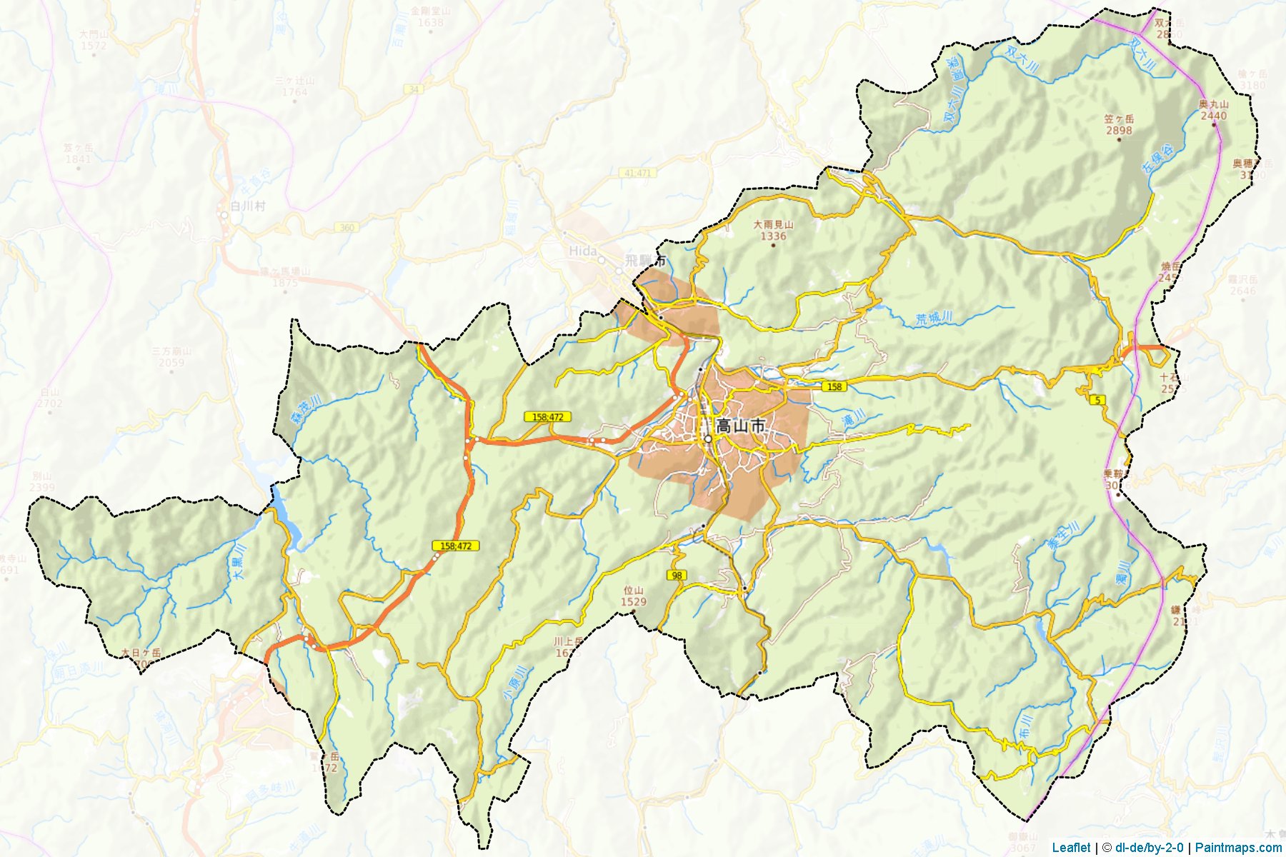 Takayama (Gifu Prefecture) Map Cropping Samples-1