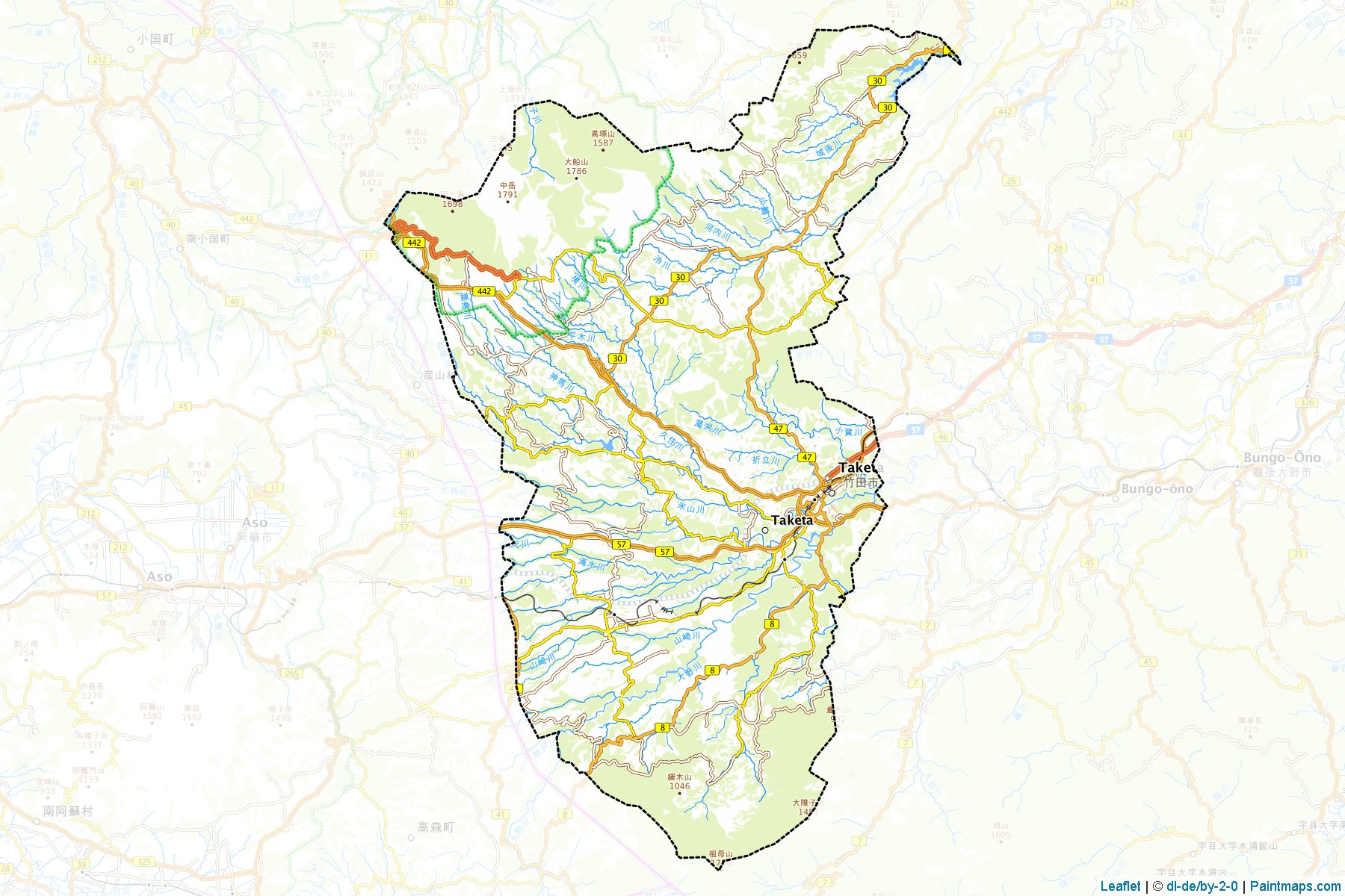 Taketa (Oita Prefecture) Map Cropping Samples-1