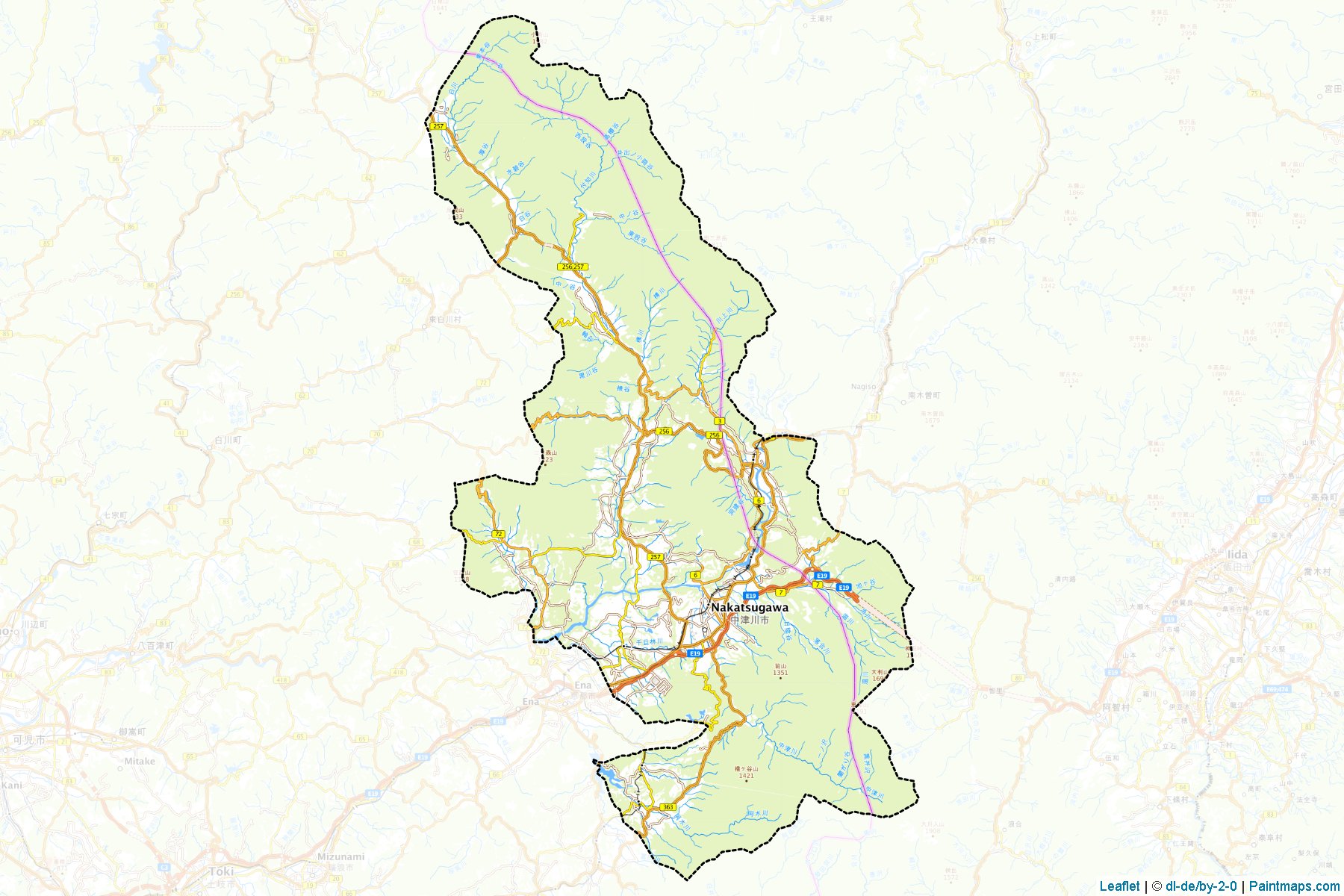 Muestras de recorte de mapas Nakatsugawa (Gifu)-1