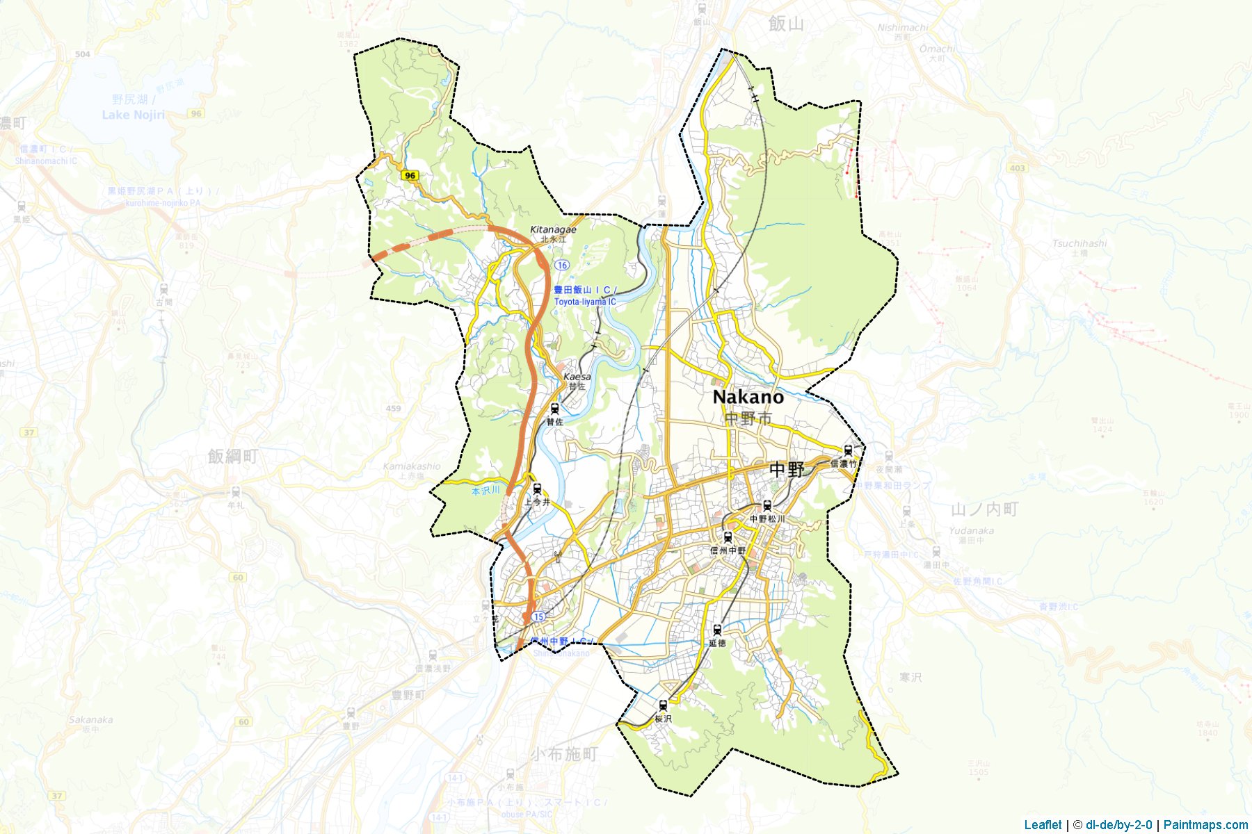 Muestras de recorte de mapas Nakano (Nagano)-1