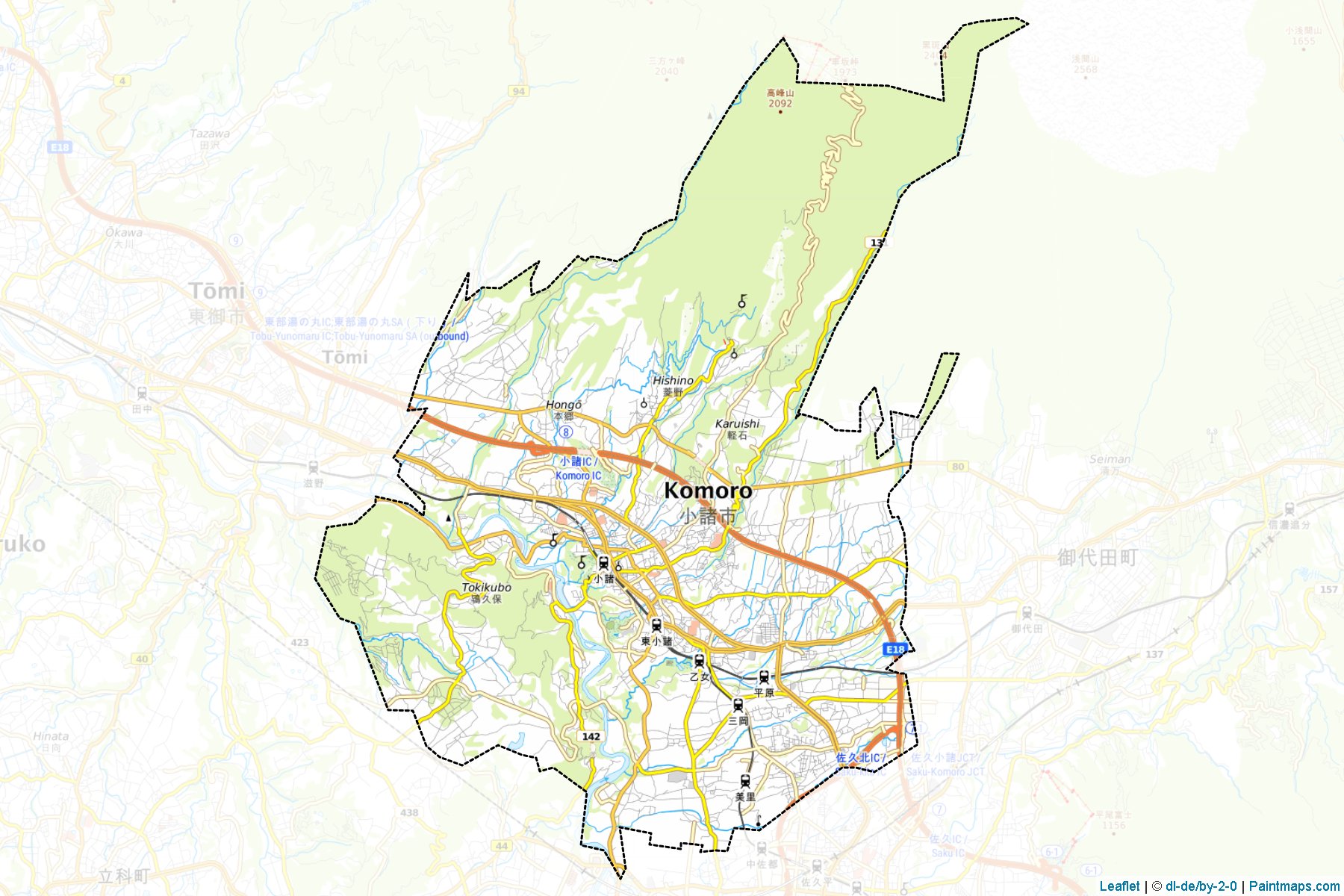 Muestras de recorte de mapas Komoro (Nagano)-1