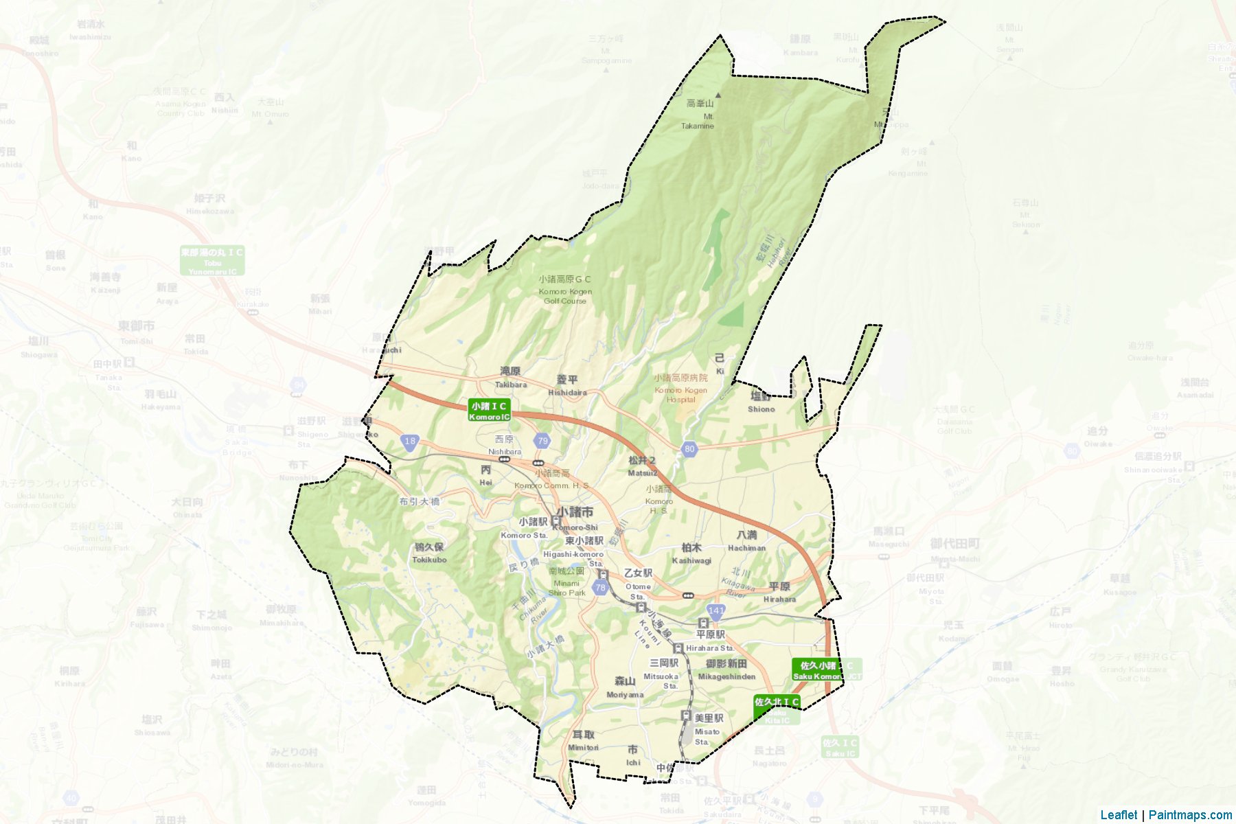 Muestras de recorte de mapas Komoro (Nagano)-2