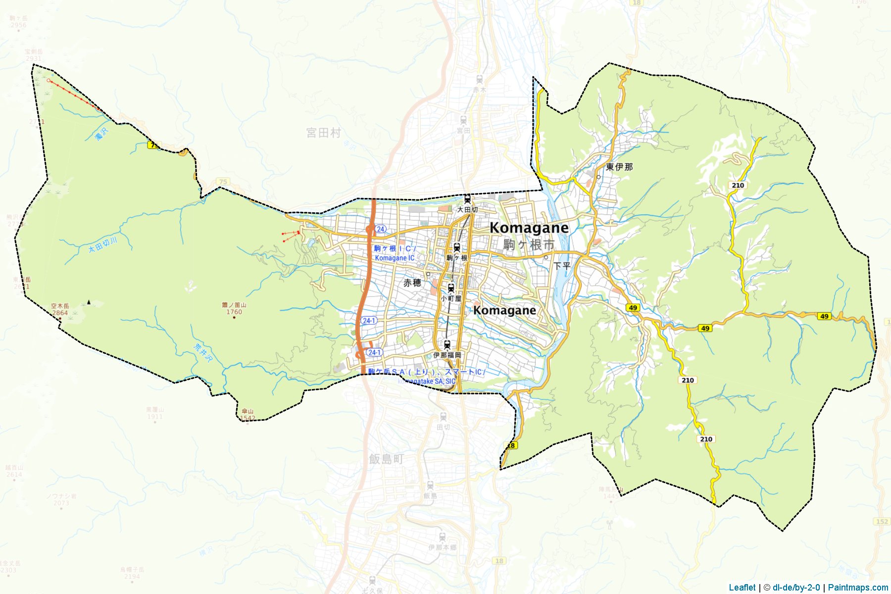 Komagane (Nagano Prefecture) Map Cropping Samples-1