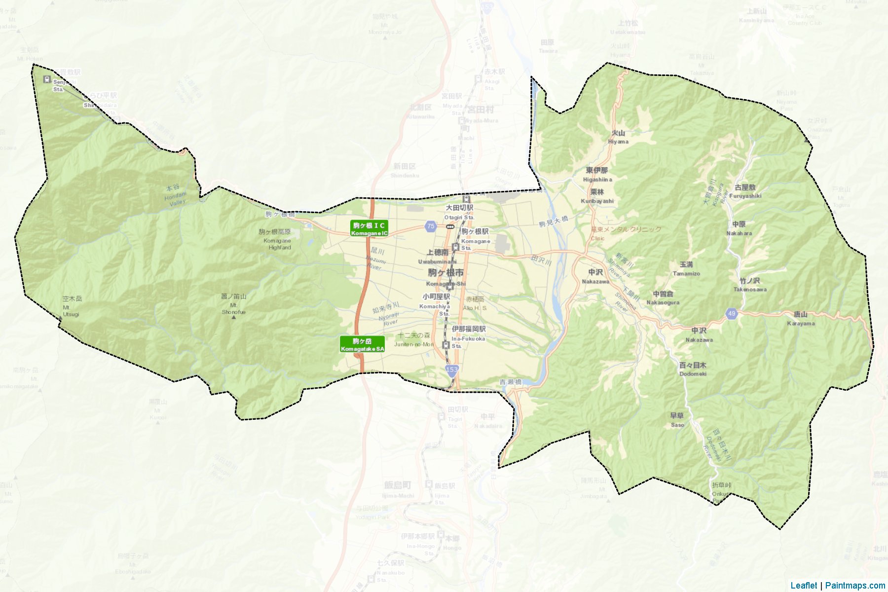 Komagane (Nagano Prefecture) Map Cropping Samples-2