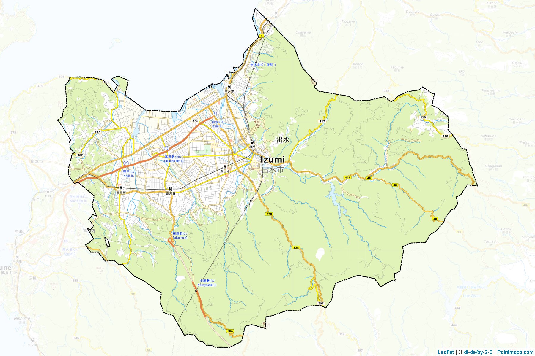 Izumi (Kagoshima Prefecture) Map Cropping Samples-1