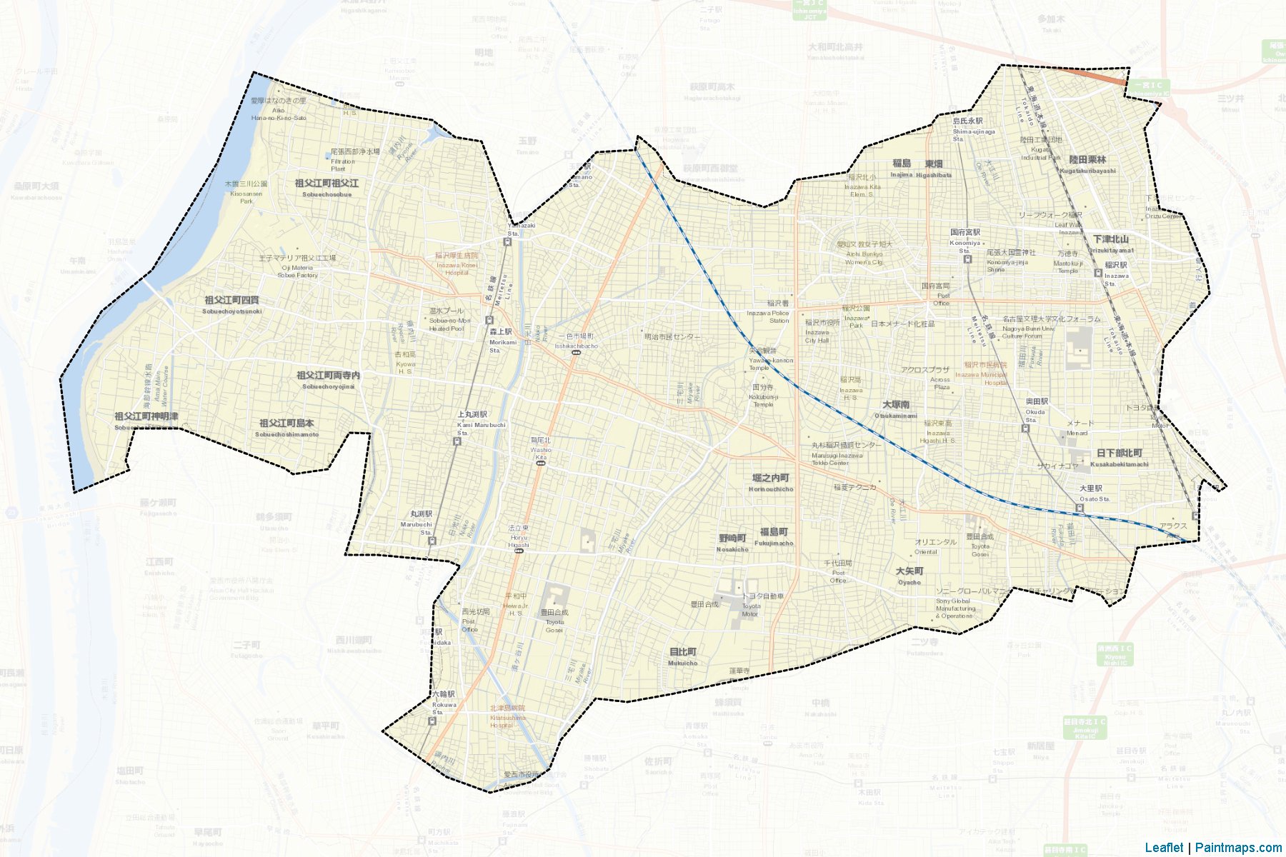 Inazawa (Aichi Prefecture) Map Cropping Samples-2