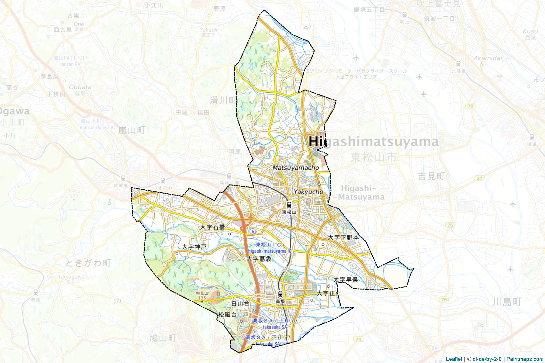 Higashimatsuyama (Saitama Prefecture) Map Cropping Samples-1