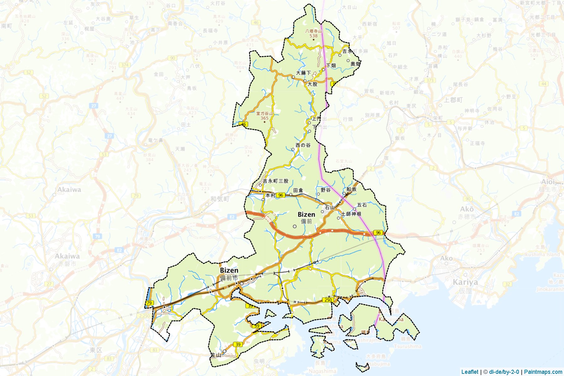 Muestras de recorte de mapas Bizen (Okayama)-1