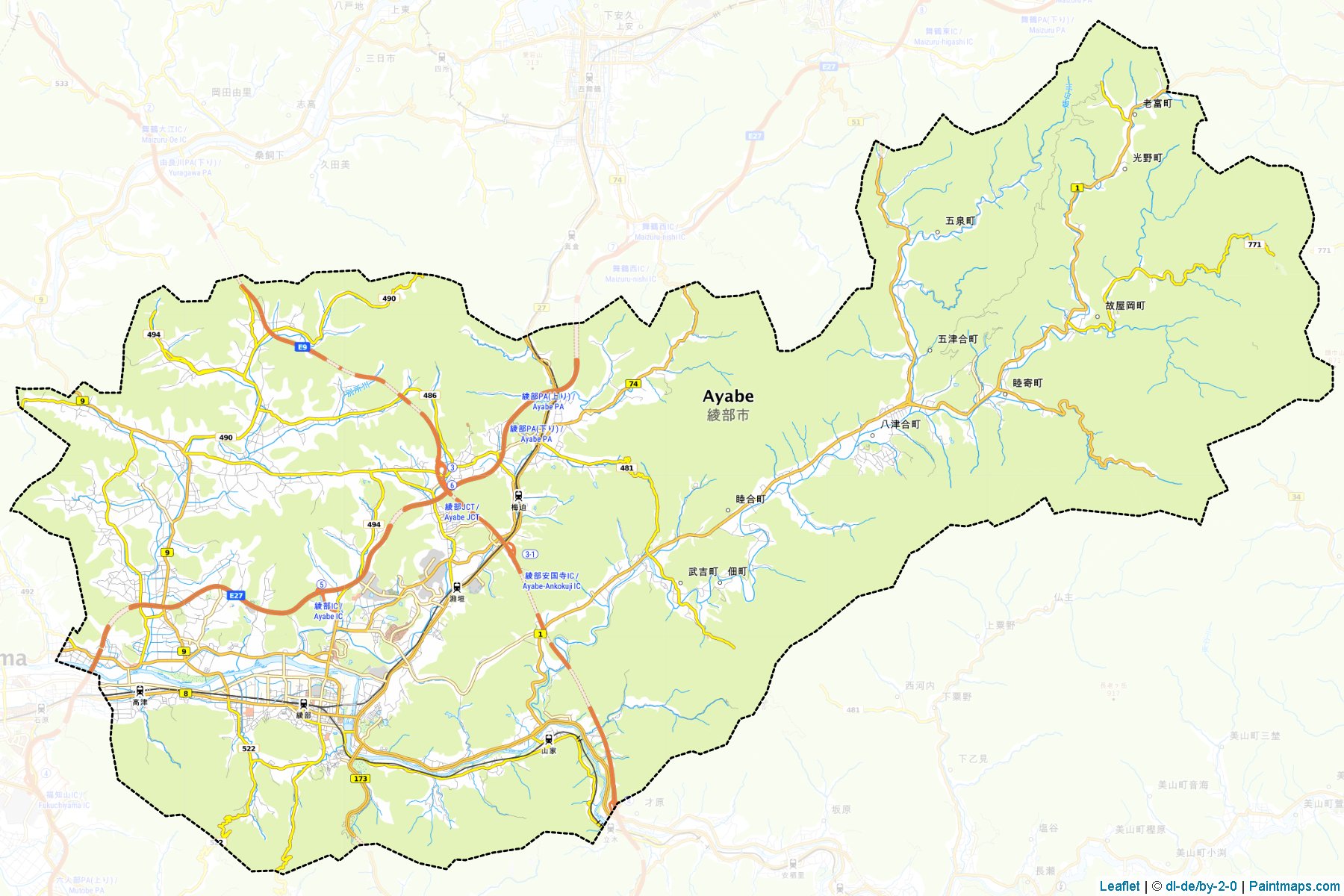 Muestras de recorte de mapas Ayabe (Kyoto)-1