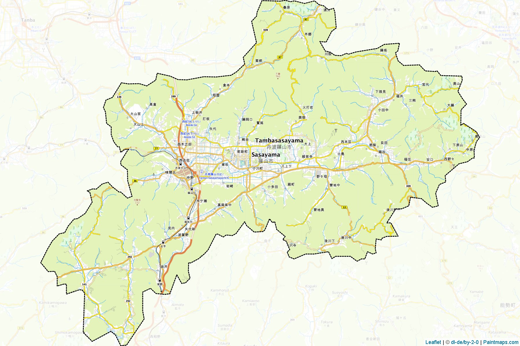 Sasayama (Hyogo Prefecture) Map Cropping Samples-1