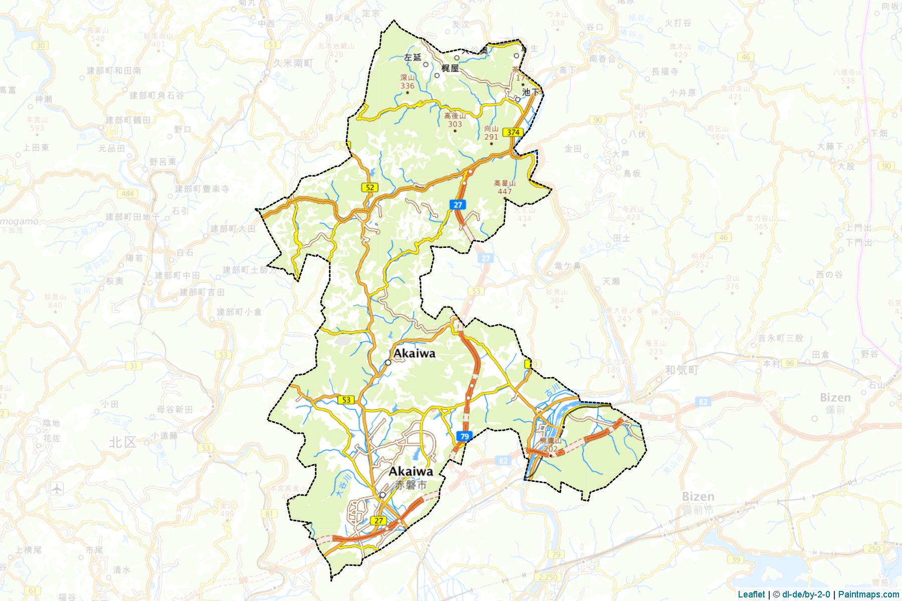 Akaiwa (Okayama Prefecture) Map Cropping Samples-1