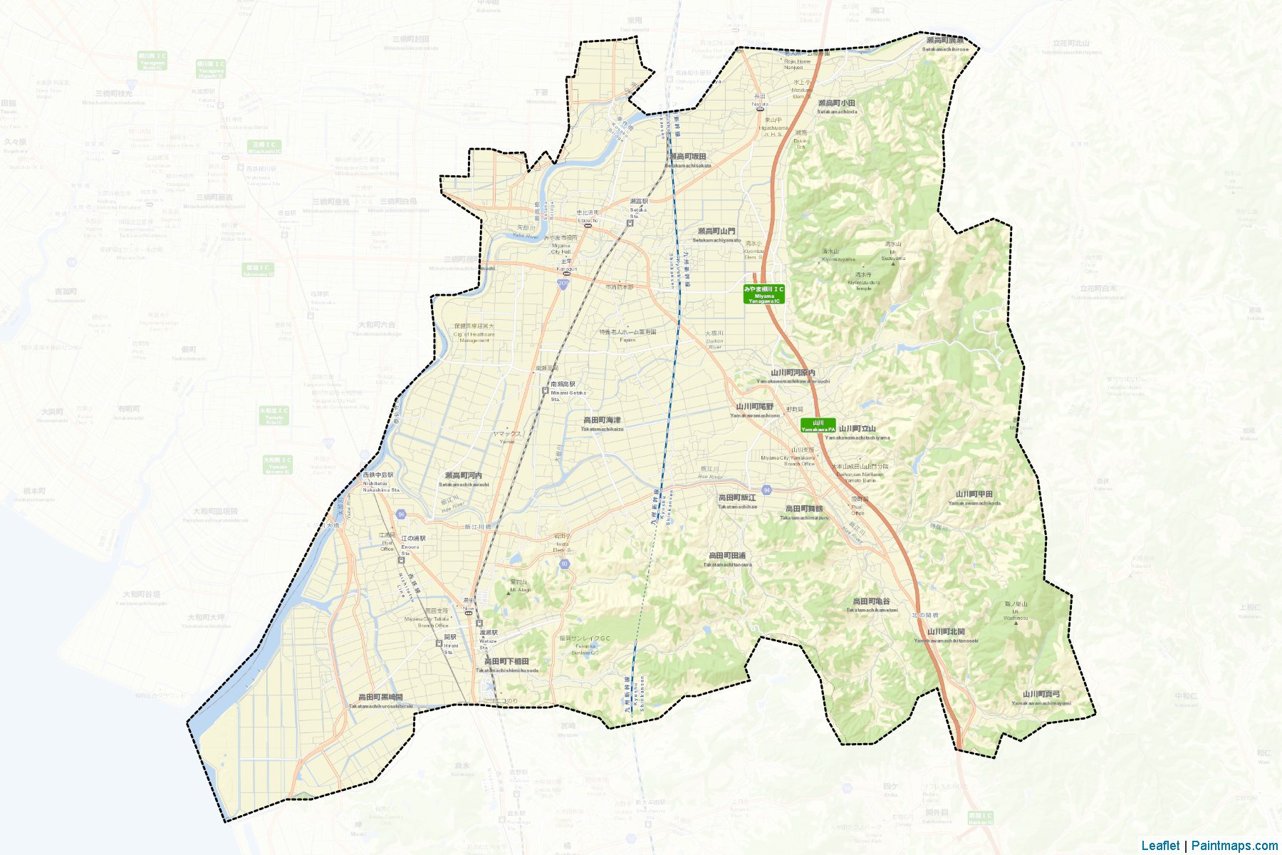 Miyama (Fukuoka Prefecture) Map Cropping Samples-2