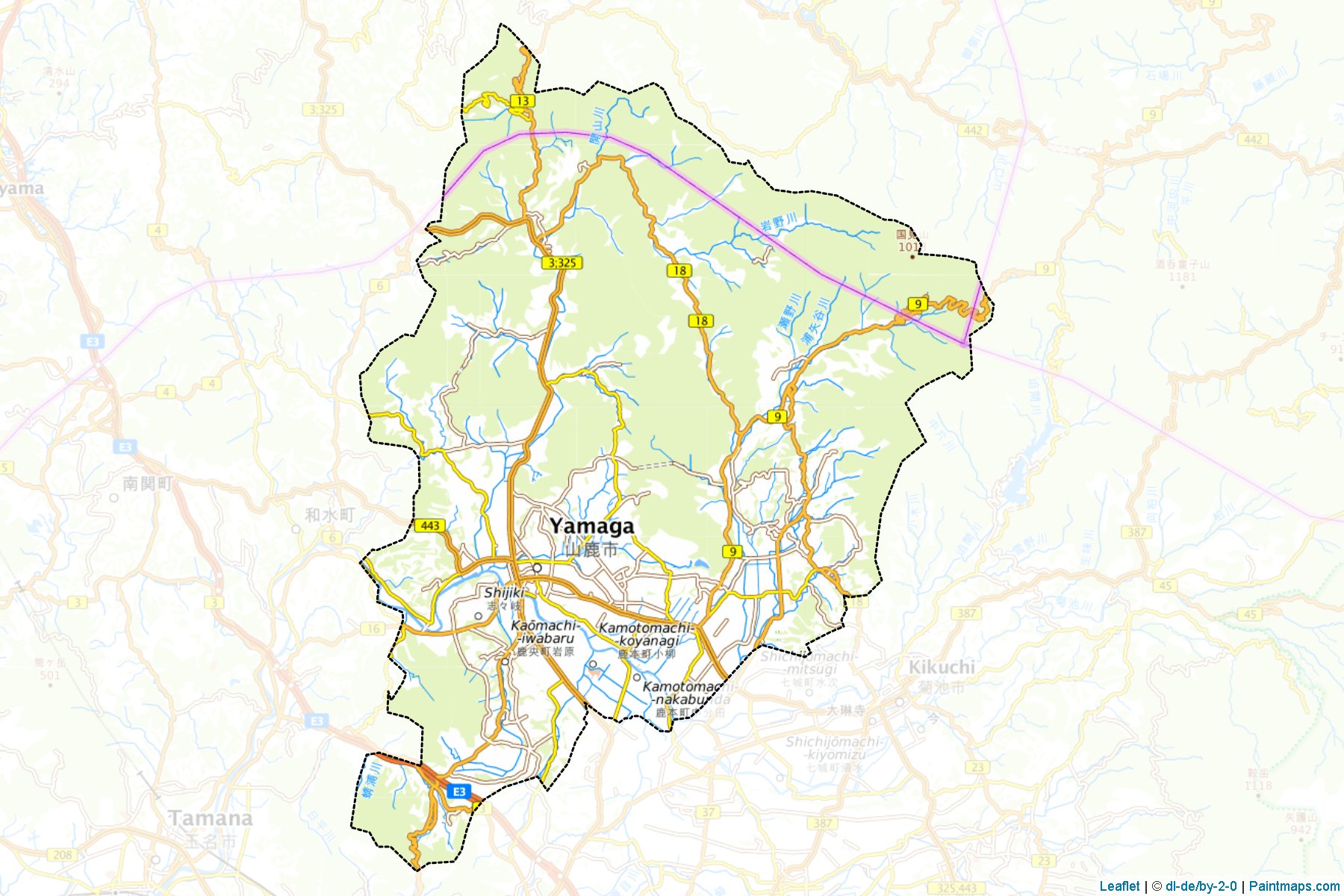 Yamaga (Kumamoto Prefecture) Map Cropping Samples-1