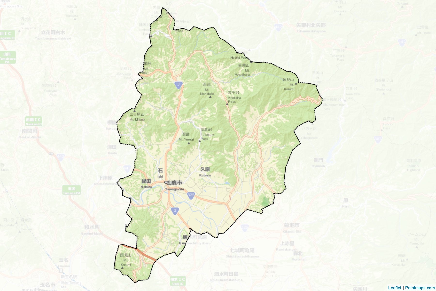 Yamaga (Kumamoto Prefecture) Map Cropping Samples-2