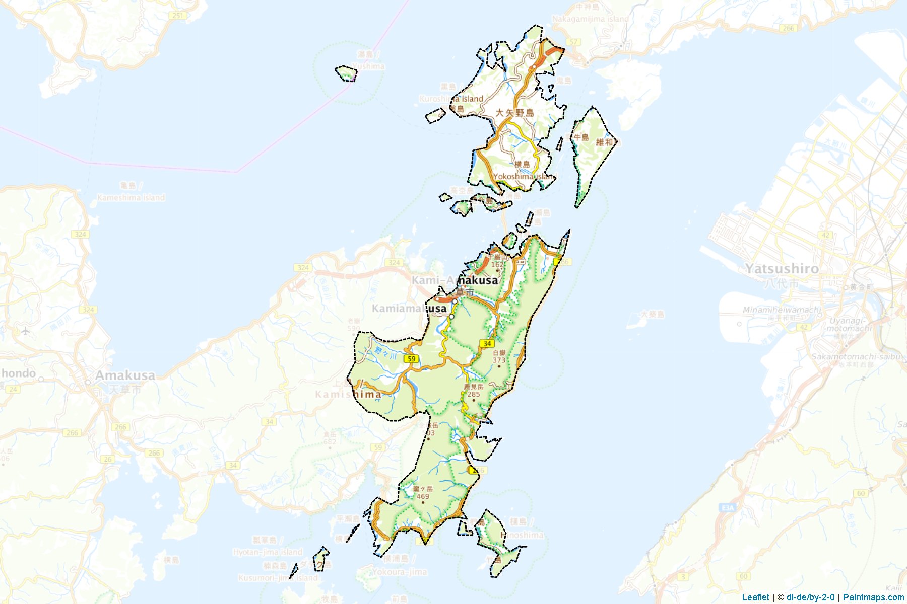 Muestras de recorte de mapas Kamiamakusa (Kumamoto)-1