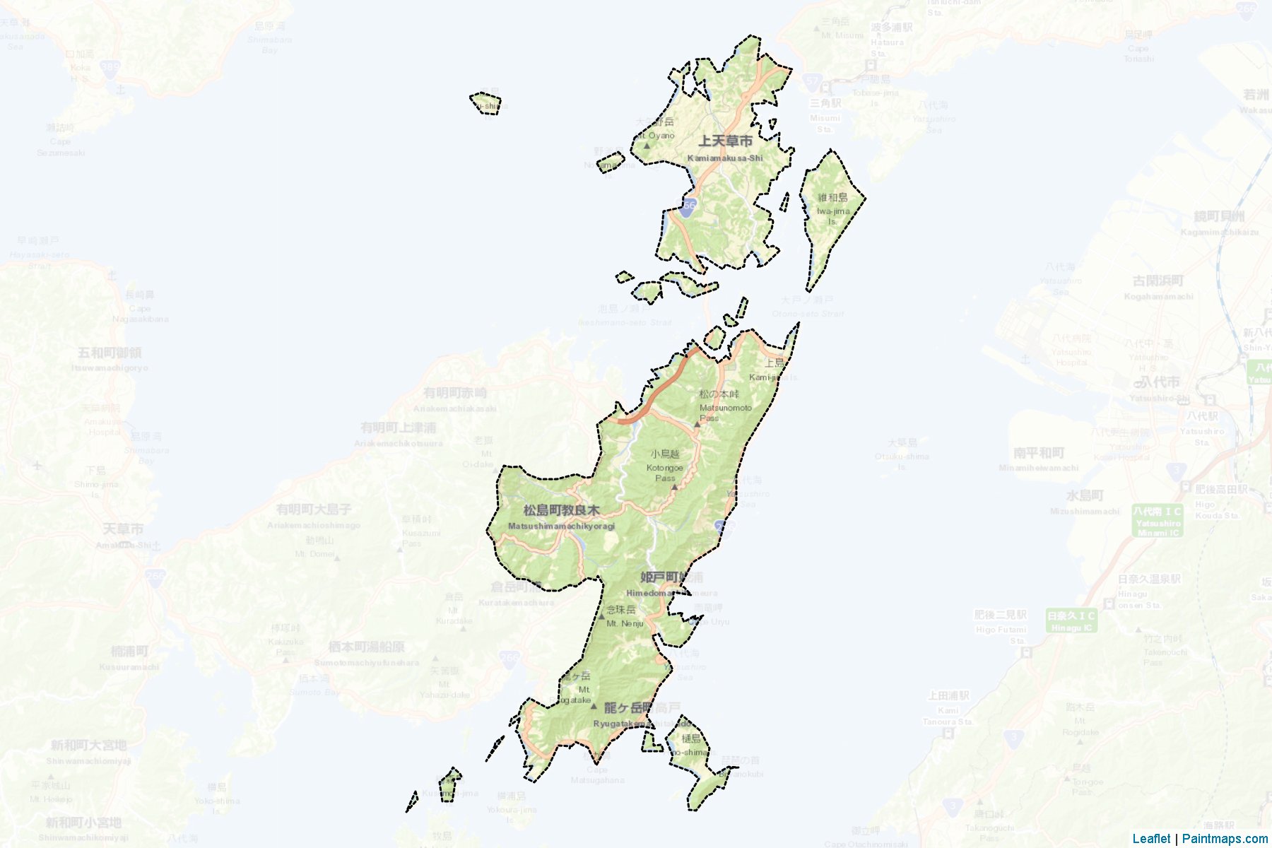 Muestras de recorte de mapas Kamiamakusa (Kumamoto)-2