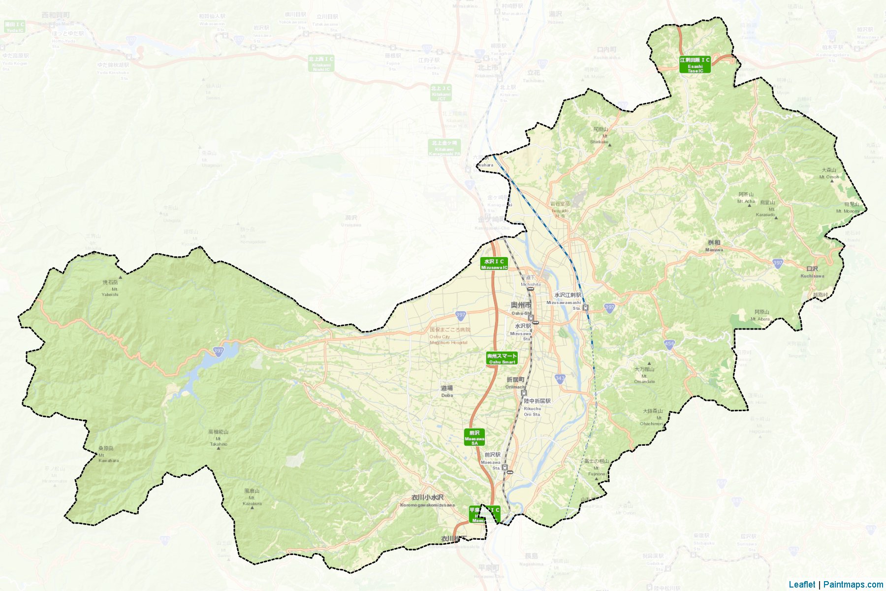 Oshu (Iwate Prefecture) Map Cropping Samples-2