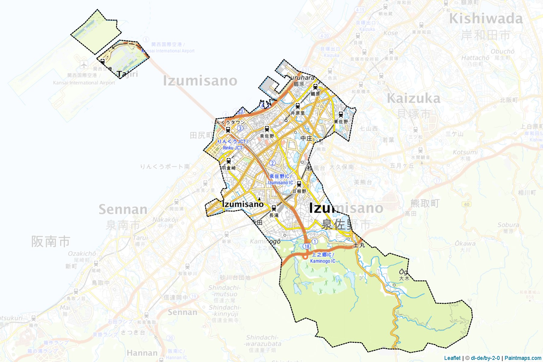 Muestras de recorte de mapas Izumisano (Osaka)-1