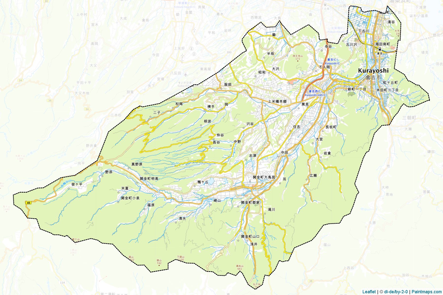 Kurayoshi (Tottori Prefecture) Map Cropping Samples-1