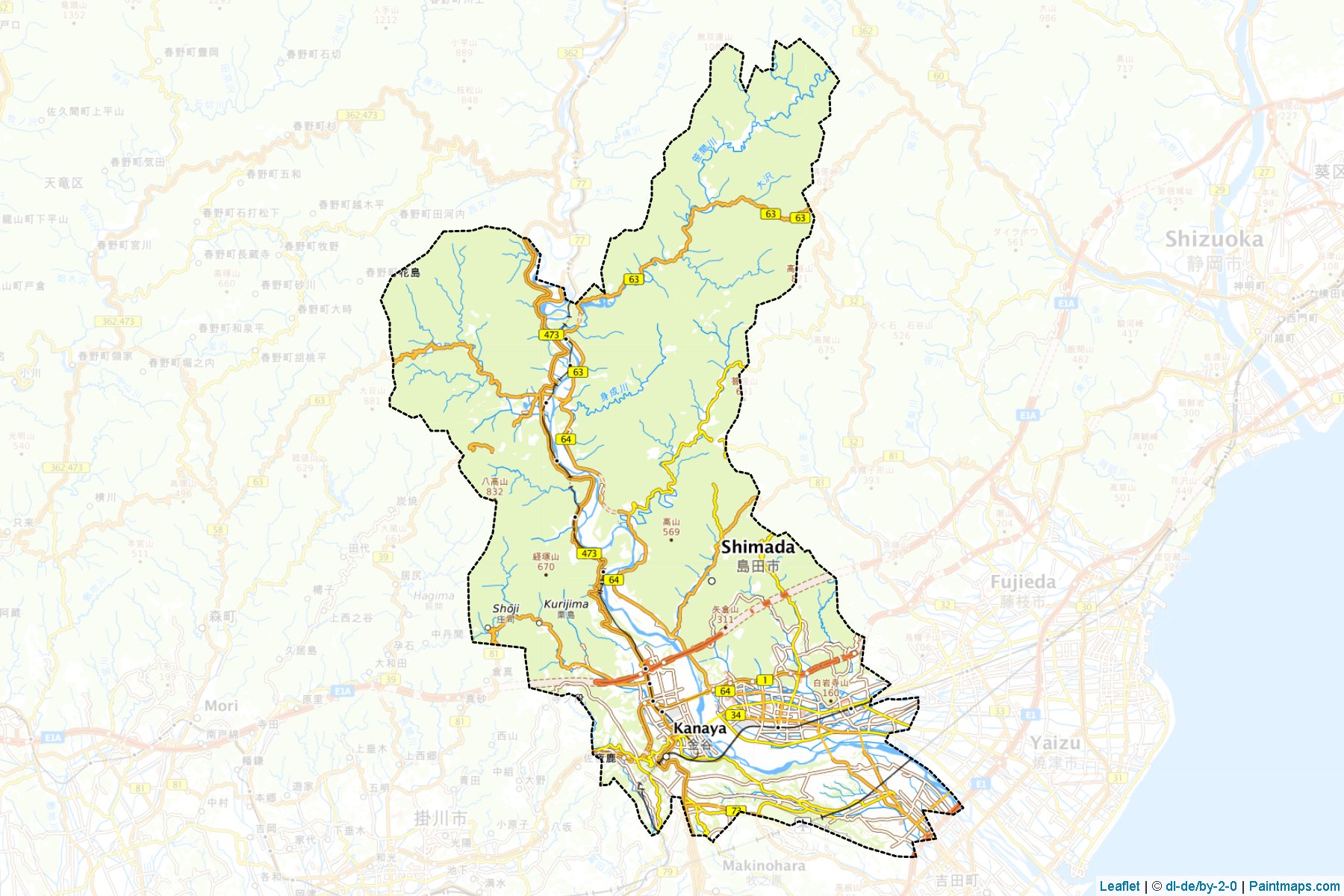 Shimada (Shizuoka Prefecture) Map Cropping Samples-1