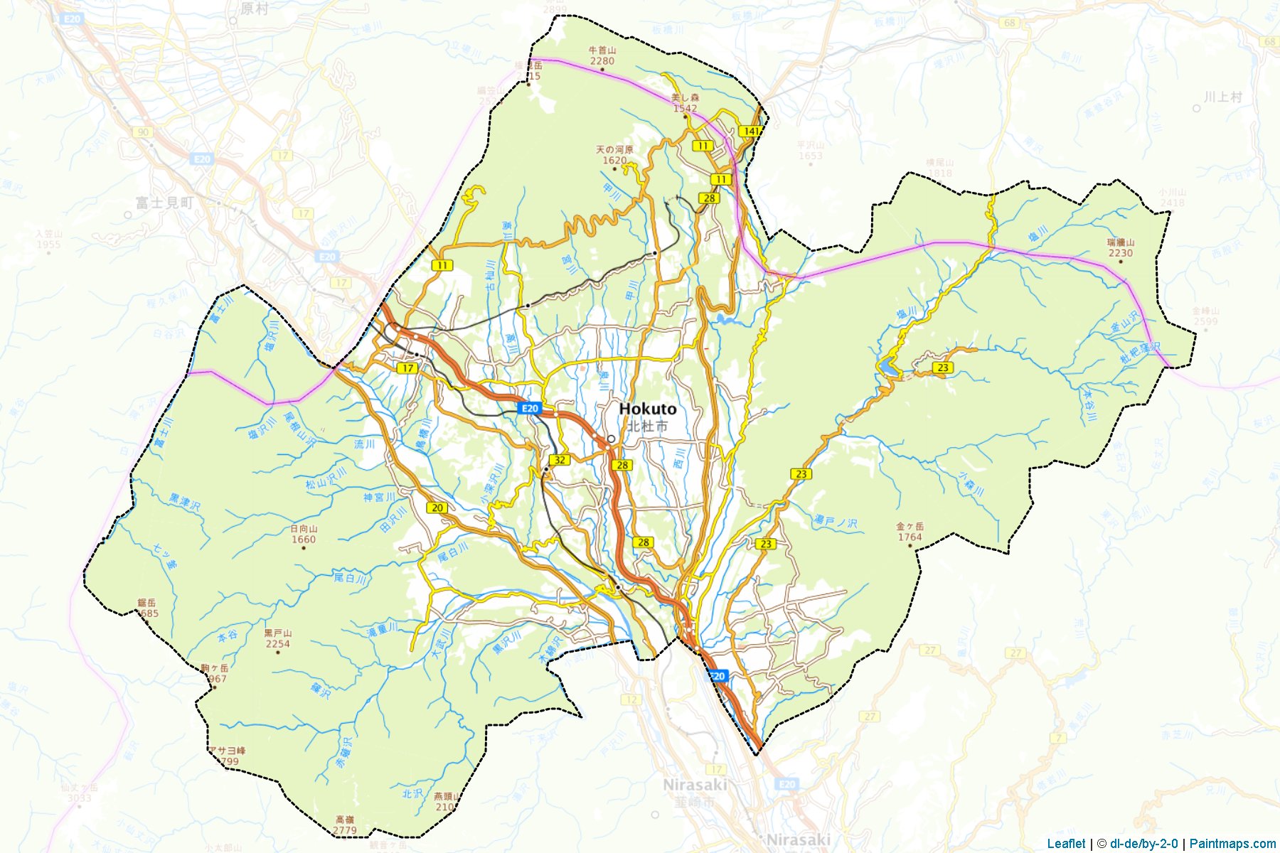 Hokuto (Yamanashi Prefecture) Map Cropping Samples-1