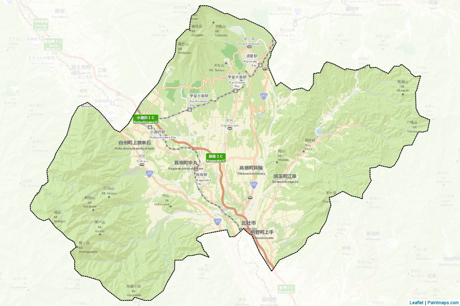 Hokuto (Yamanashi Prefecture) Map Cropping Samples-2