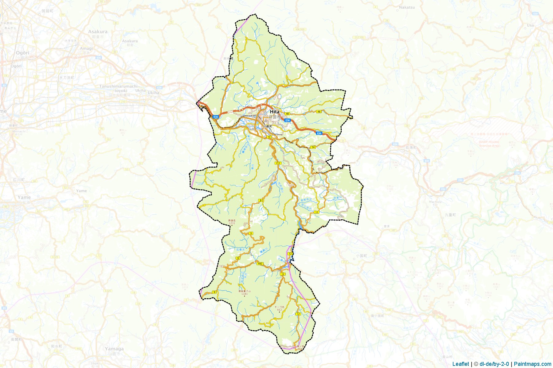 Hita (Oita Prefecture) Map Cropping Samples-1