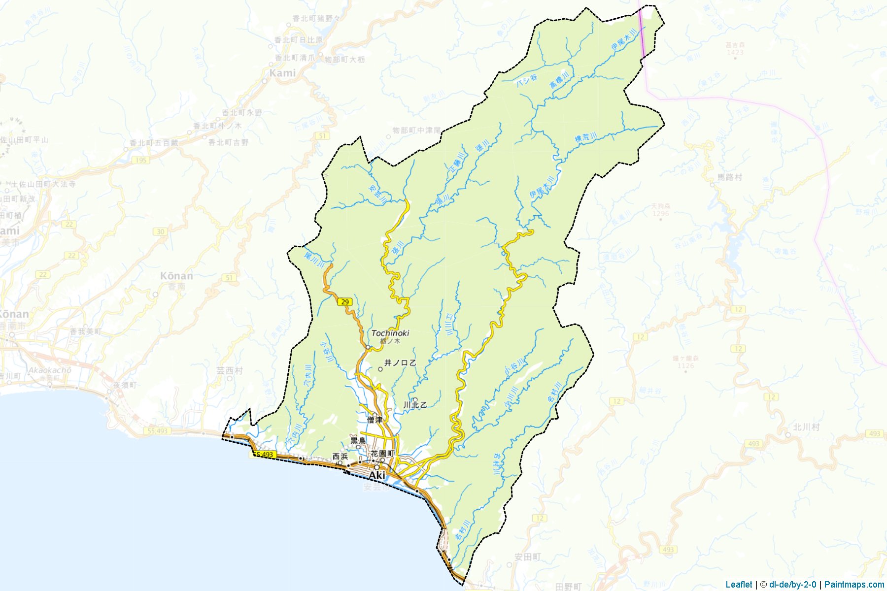 Aki (Kochi Prefecture) Map Cropping Samples-1