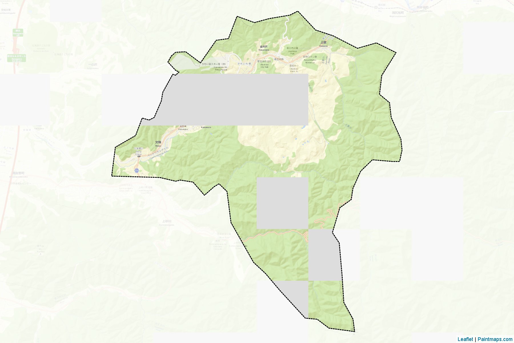 Utashinai (Hokkaido Prefecture) Map Cropping Samples-2