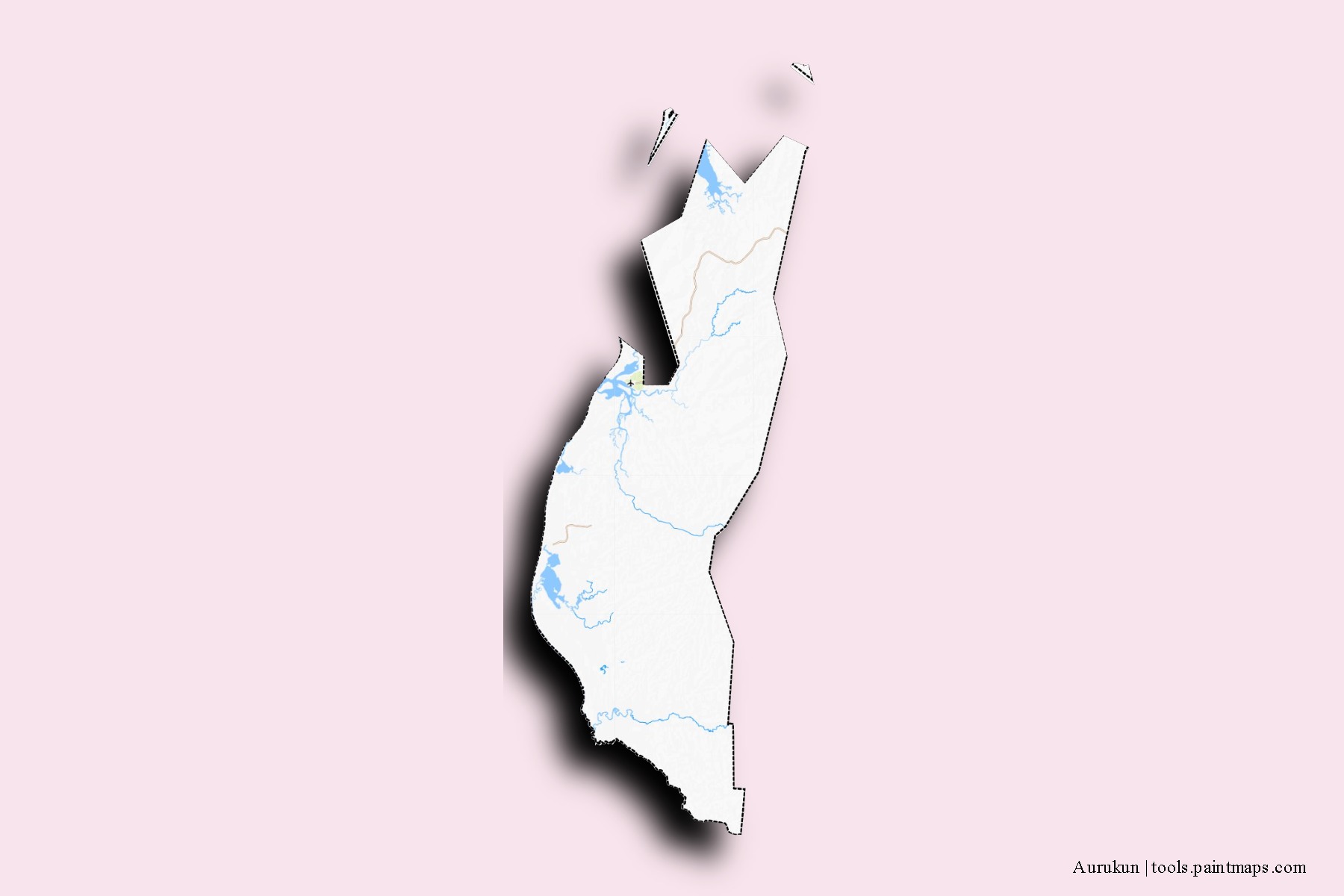 Aurukun neighborhoods and villages map with 3D shadow effect