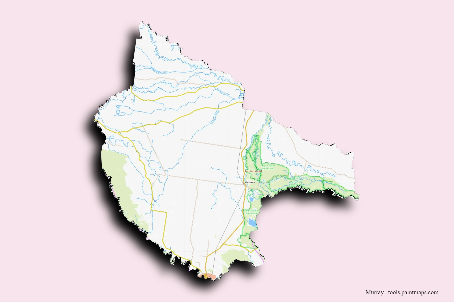 Murray neighborhoods and villages map with 3D shadow effect