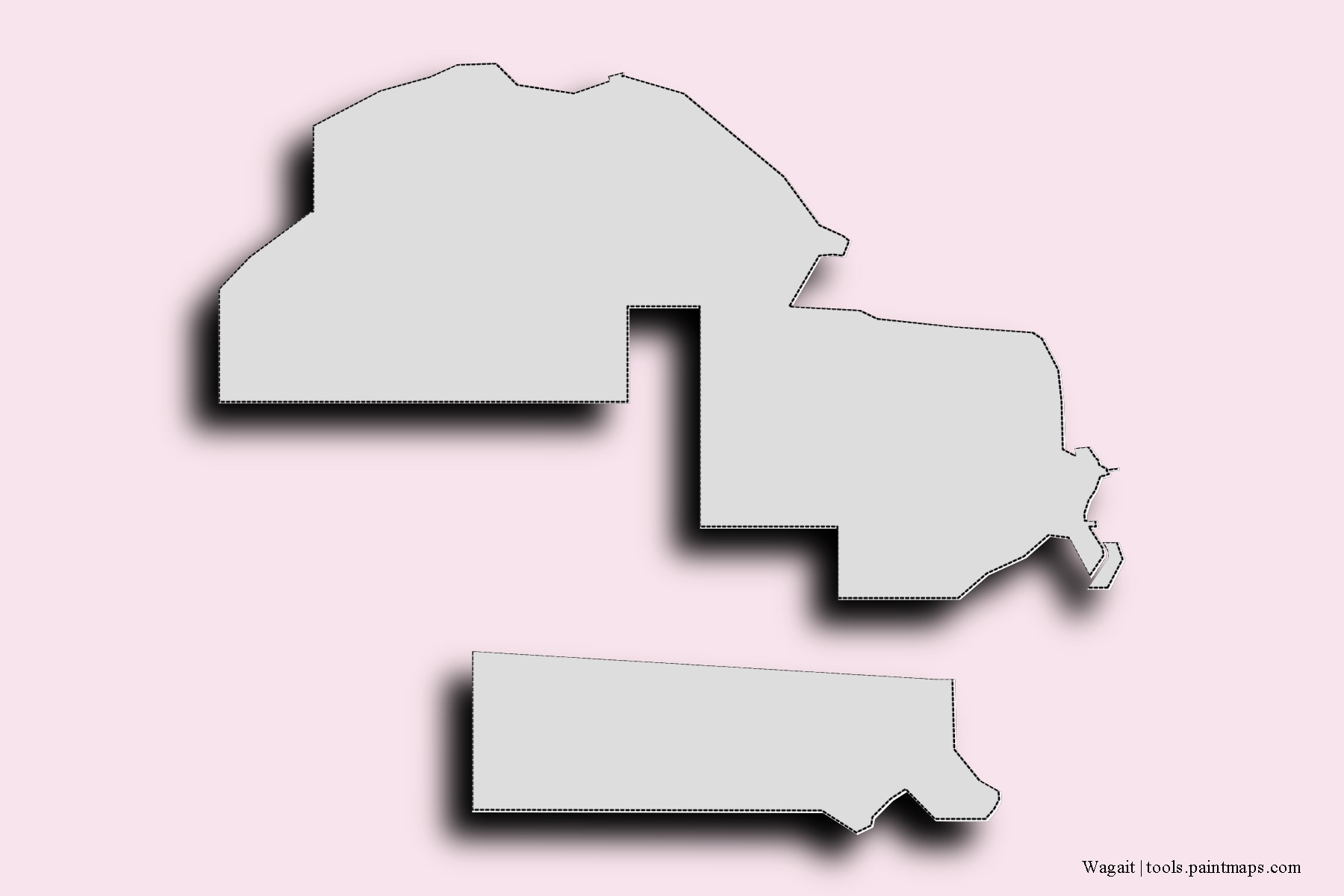 Wagait neighborhoods and villages map with 3D shadow effect