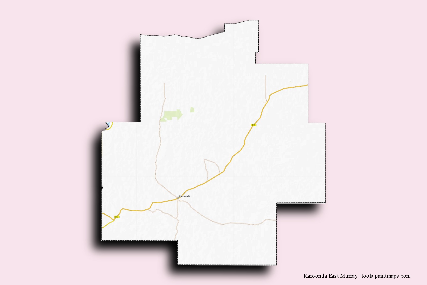 Mapa de barrios y pueblos de Karoonda East Murray con efecto de sombra 3D