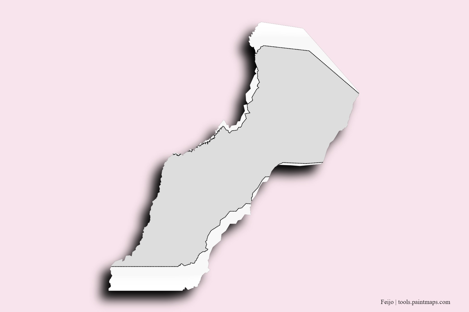 Mapa de barrios y pueblos de Feijo con efecto de sombra 3D