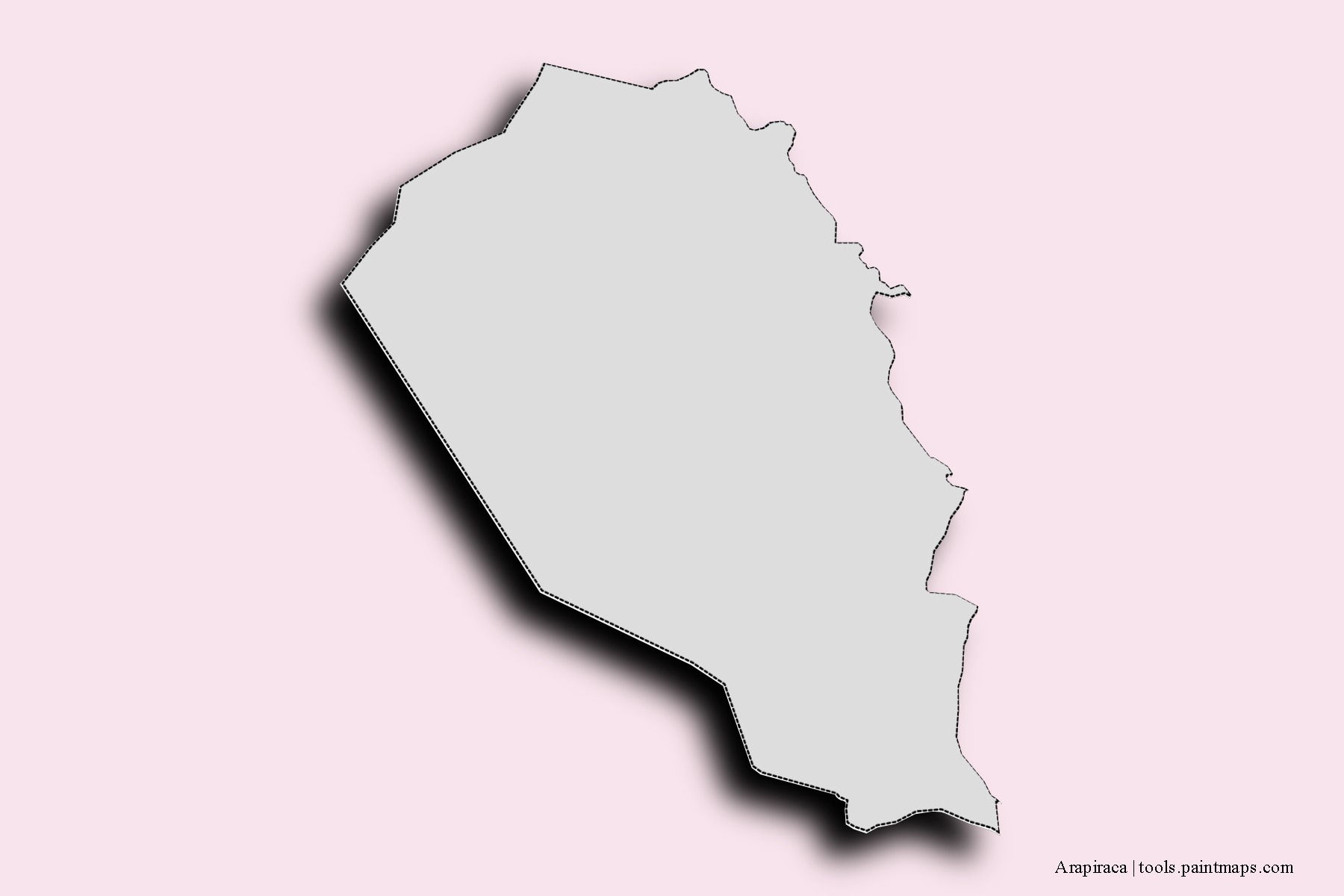 Mapa de barrios y pueblos de Arapiraca con efecto de sombra 3D