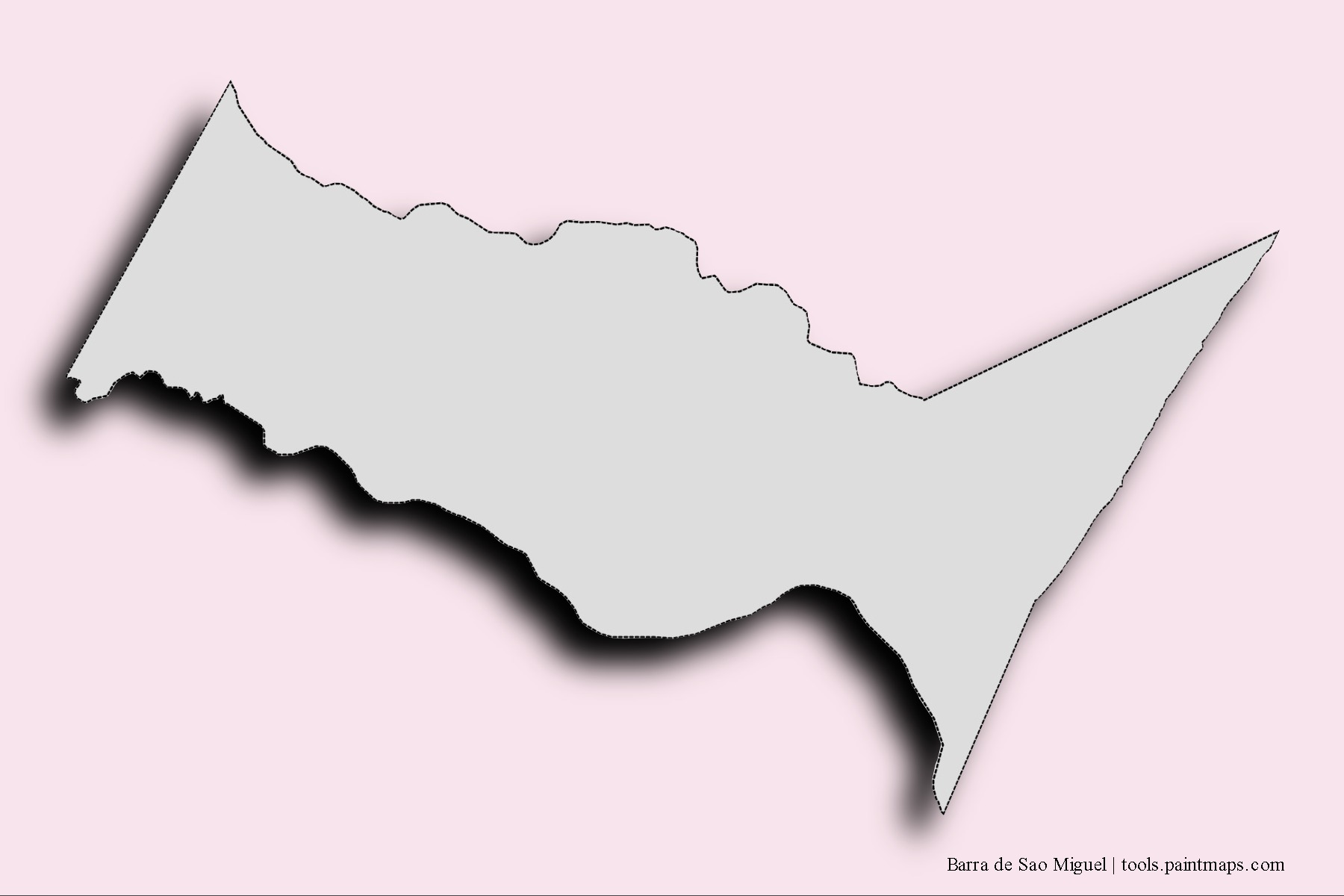 Mapa de barrios y pueblos de Barra de Sao Miguel con efecto de sombra 3D