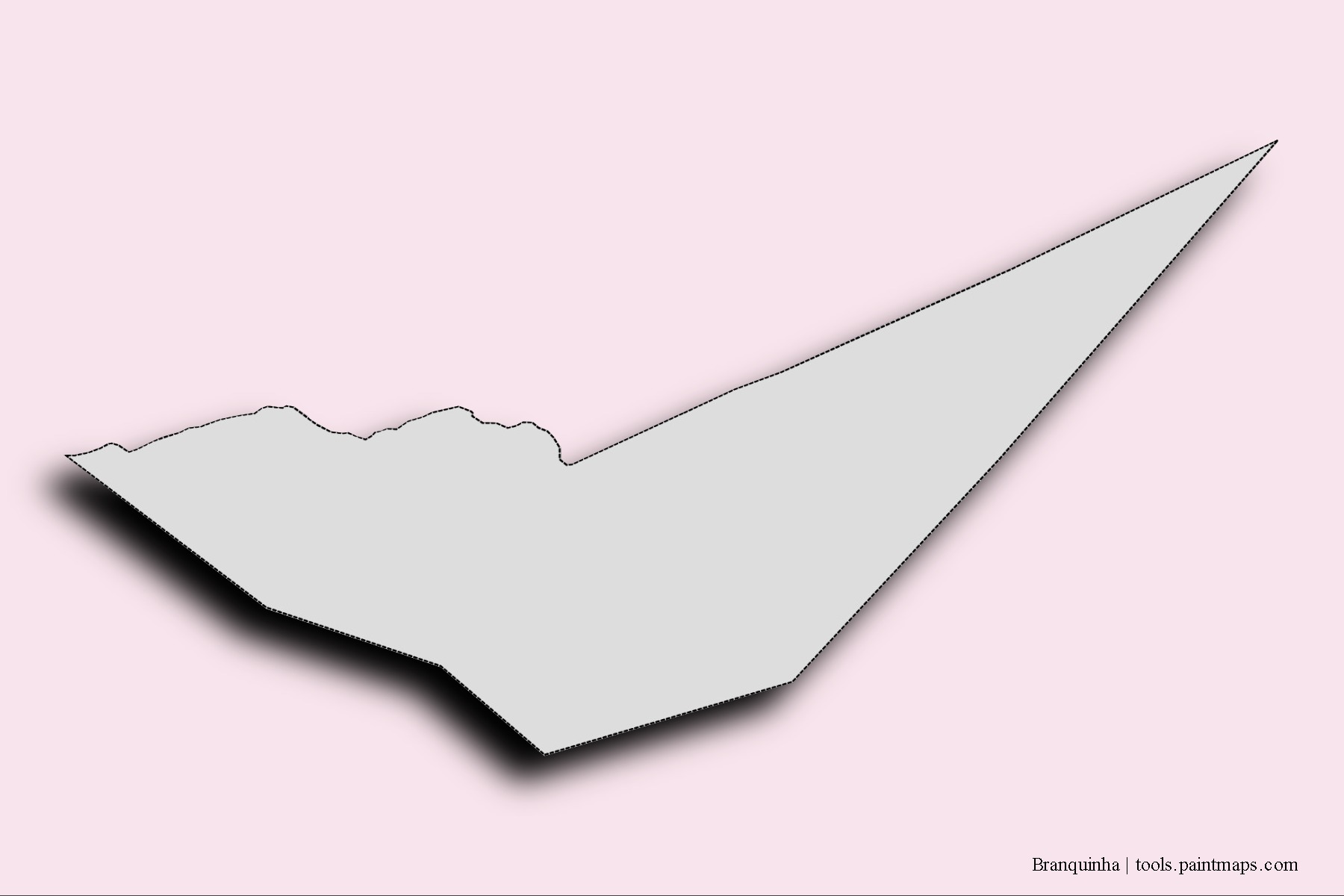 Mapa de barrios y pueblos de Branquinha con efecto de sombra 3D