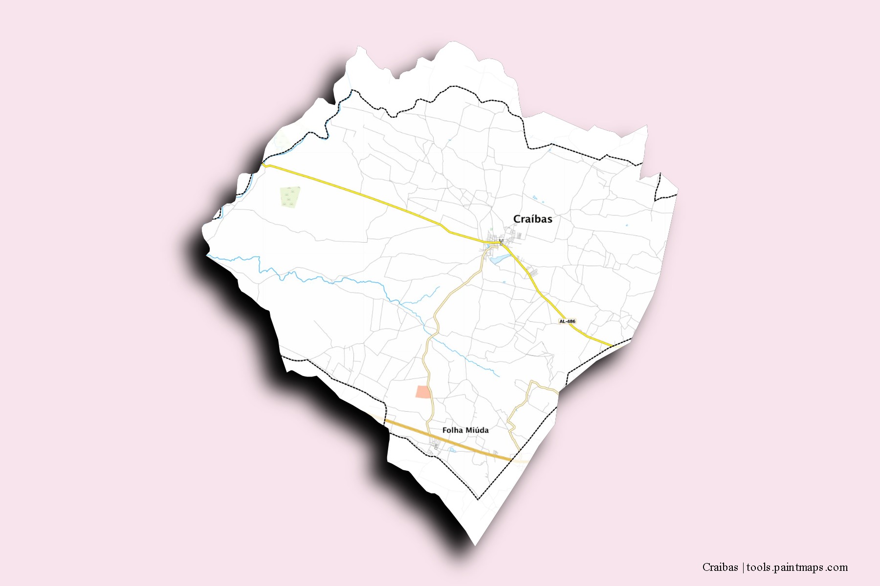 Mapa de barrios y pueblos de Craibas con efecto de sombra 3D