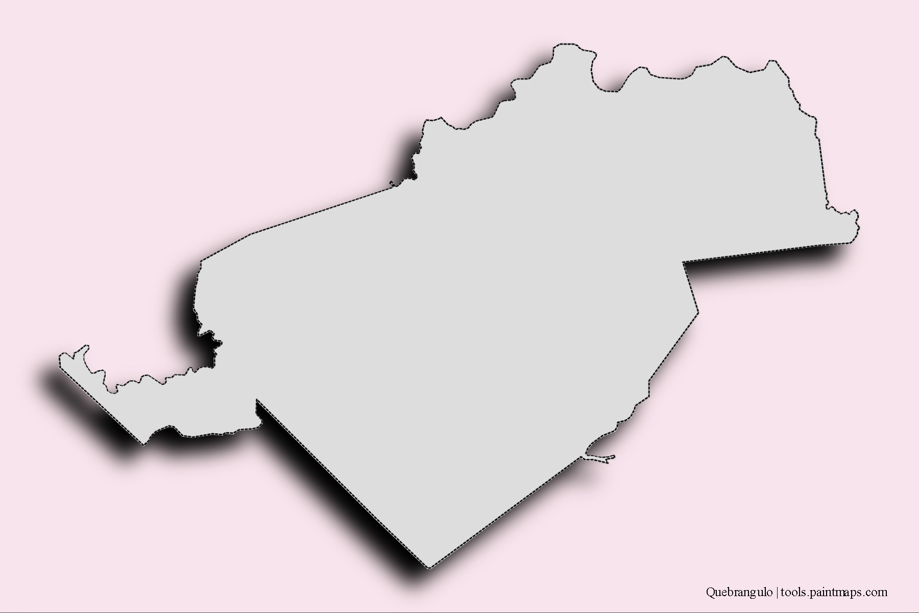 Mapa de barrios y pueblos de Quebrangulo con efecto de sombra 3D