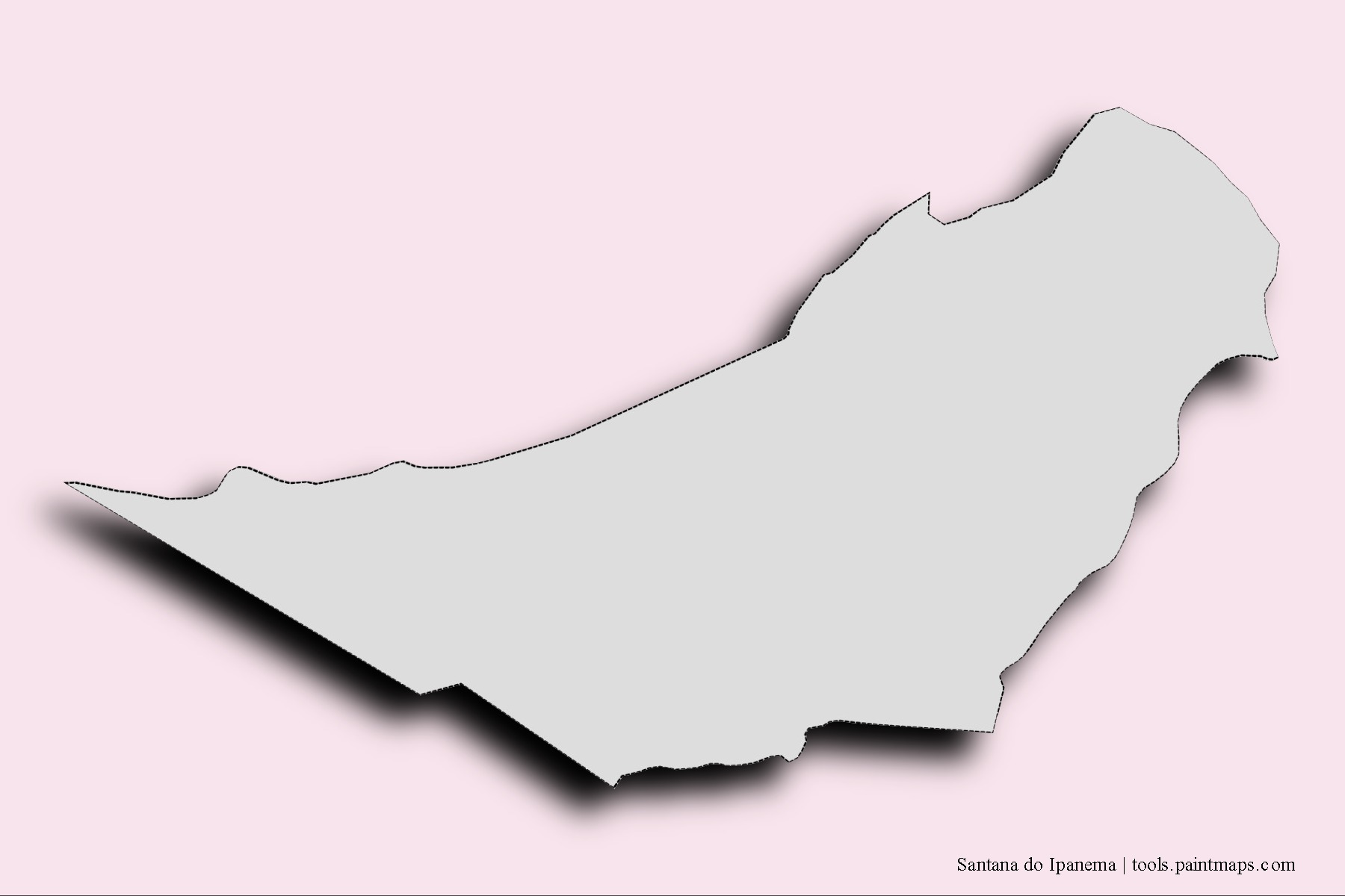 3D gölge efektli Santana do Ipanema mahalleleri ve köyleri haritası