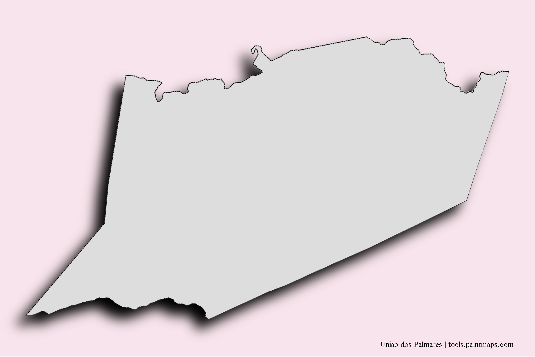 Mapa de barrios y pueblos de Uniao dos Palmares con efecto de sombra 3D