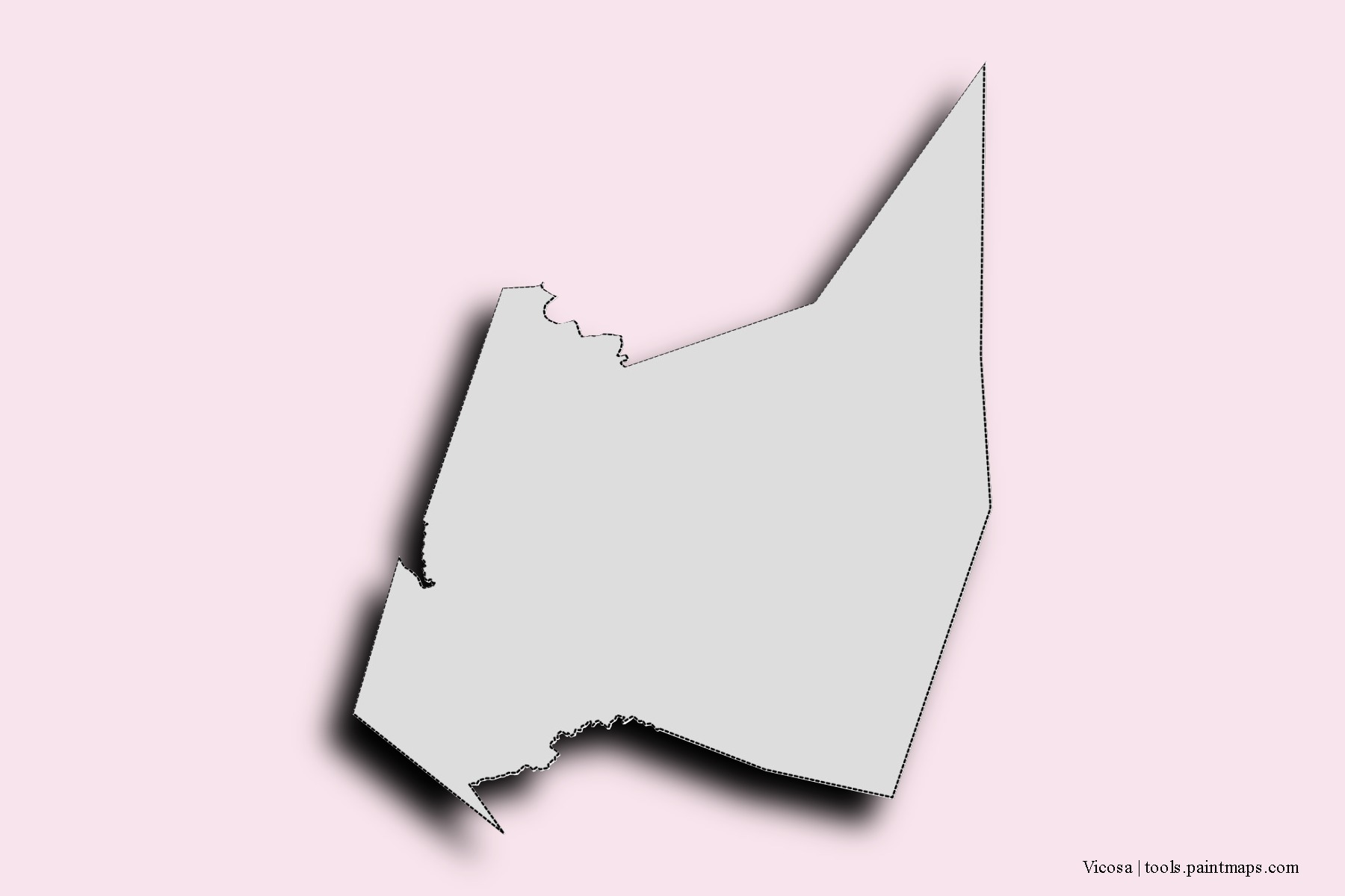 Mapa de barrios y pueblos de Vicosa con efecto de sombra 3D