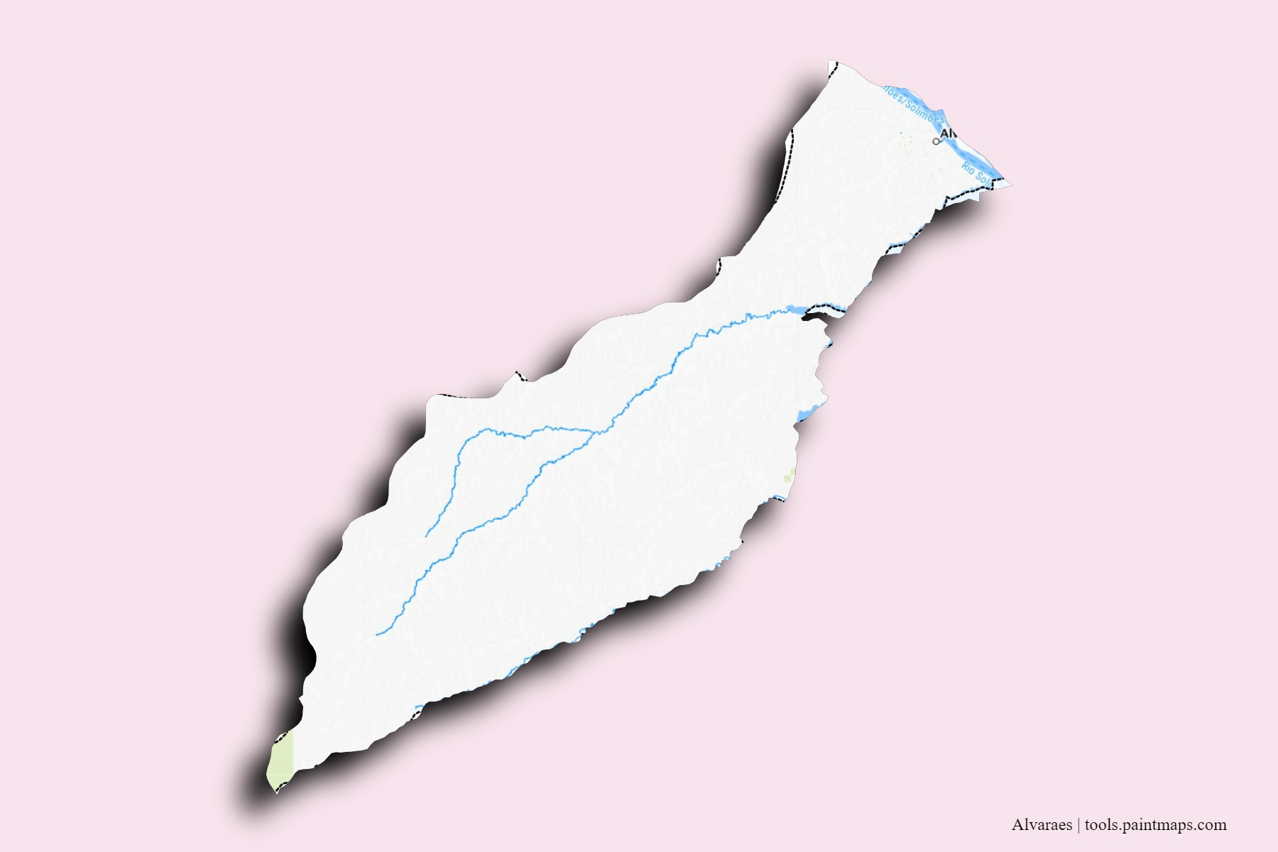3D gölge efektli Alvarães mahalleleri ve köyleri haritası