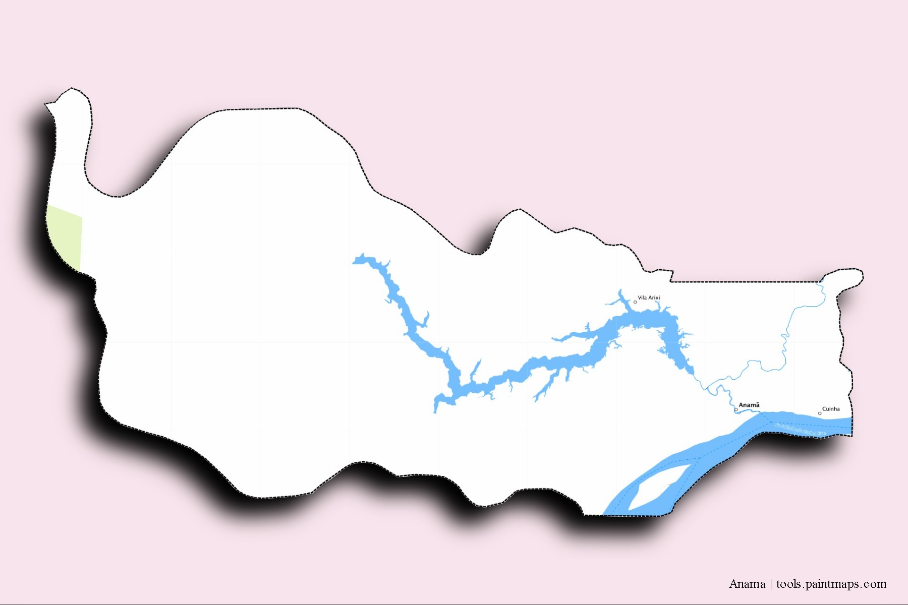 Anama neighborhoods and villages map with 3D shadow effect