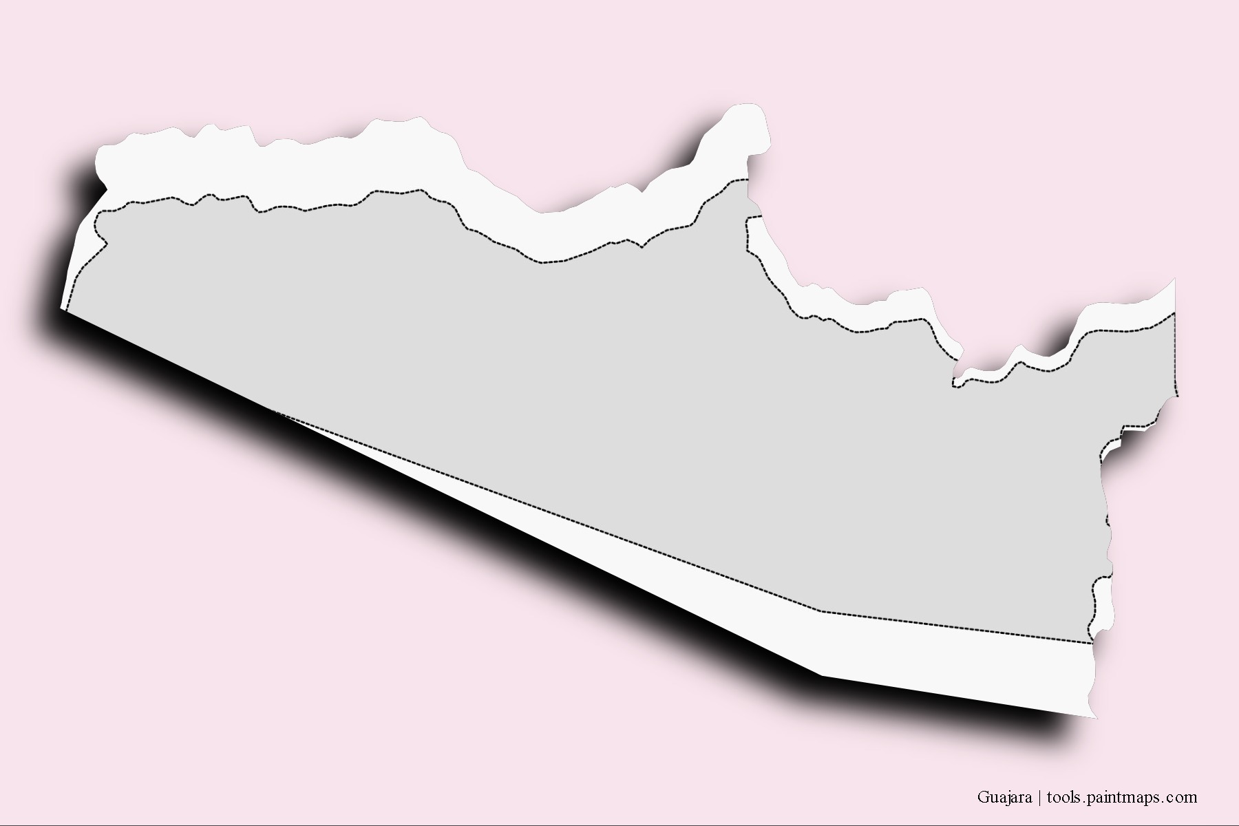 Guajara neighborhoods and villages map with 3D shadow effect