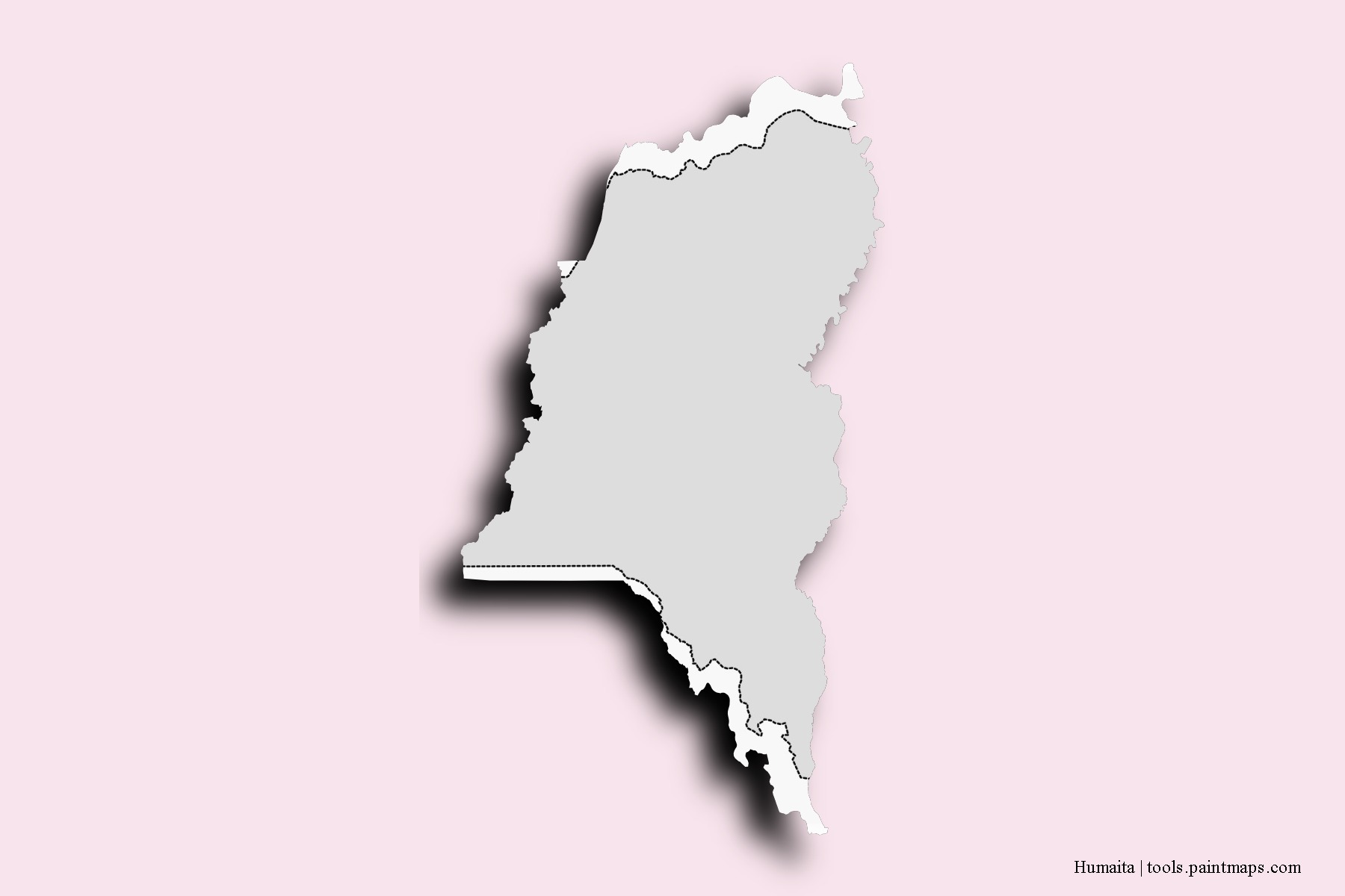 Mapa de barrios y pueblos de Humaita con efecto de sombra 3D